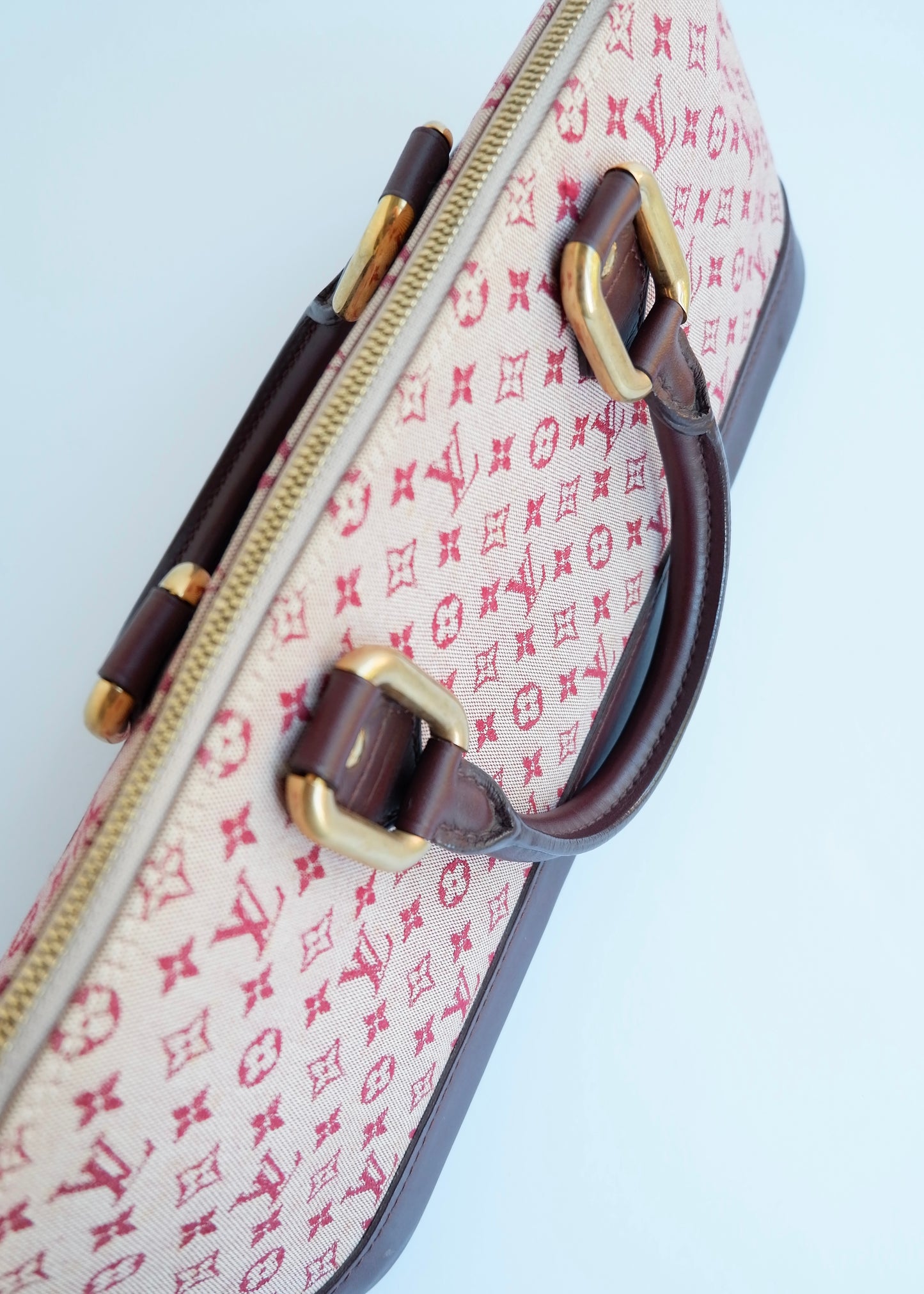 Authentic Preowned Louis Vuitton Burgundy Mini Lin Long Alma
