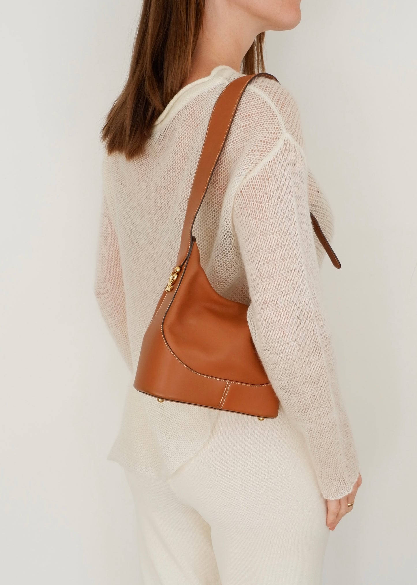 Authentic Preowned Vintage Loewe Chestnut Brown Leather Shoulder Bag