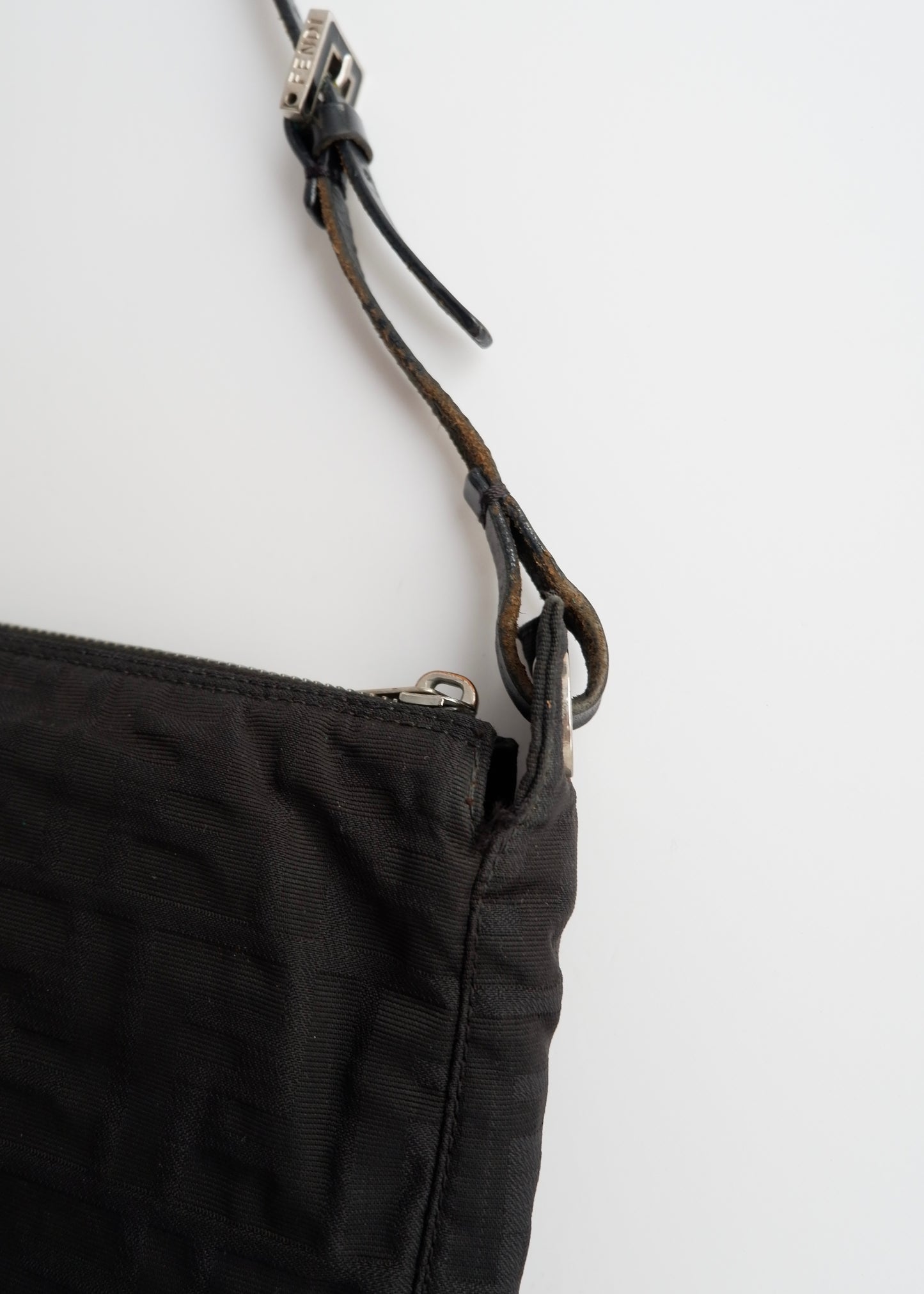 Authentic Preowned Fendi Black Zucca Canvas Shoulder Bag