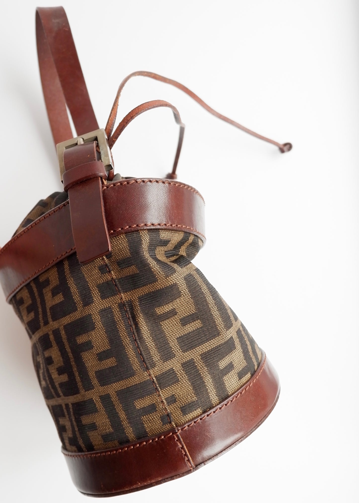 Authentic Preowned Vintage Fendi Brown Zucca Bucket Handbag