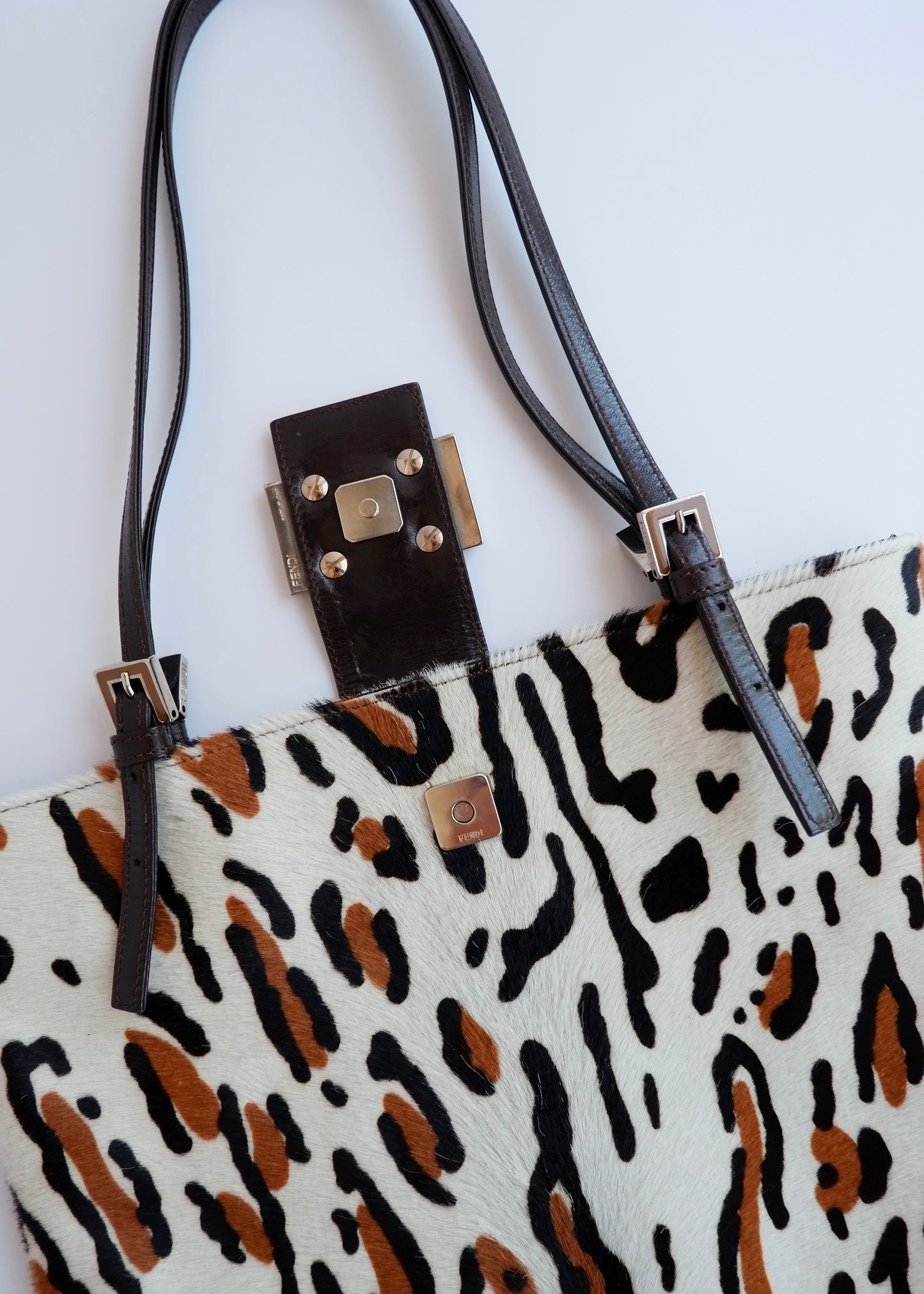 Authentic Preowned Vintage Fendi White Leopard Print Tote Bag
