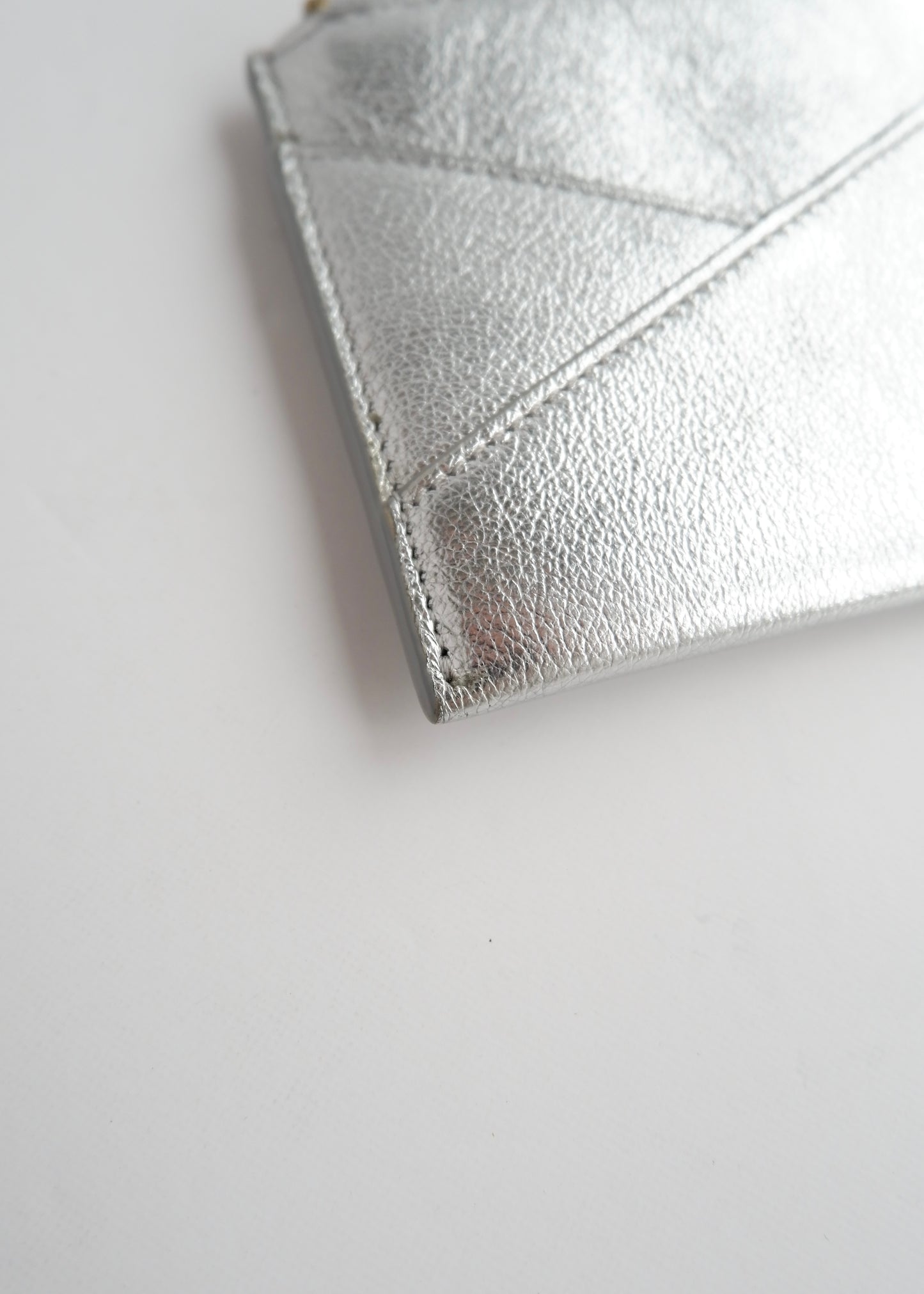 Authentic Preowned Maison Margiela Silver Metalic Leather Card Holder