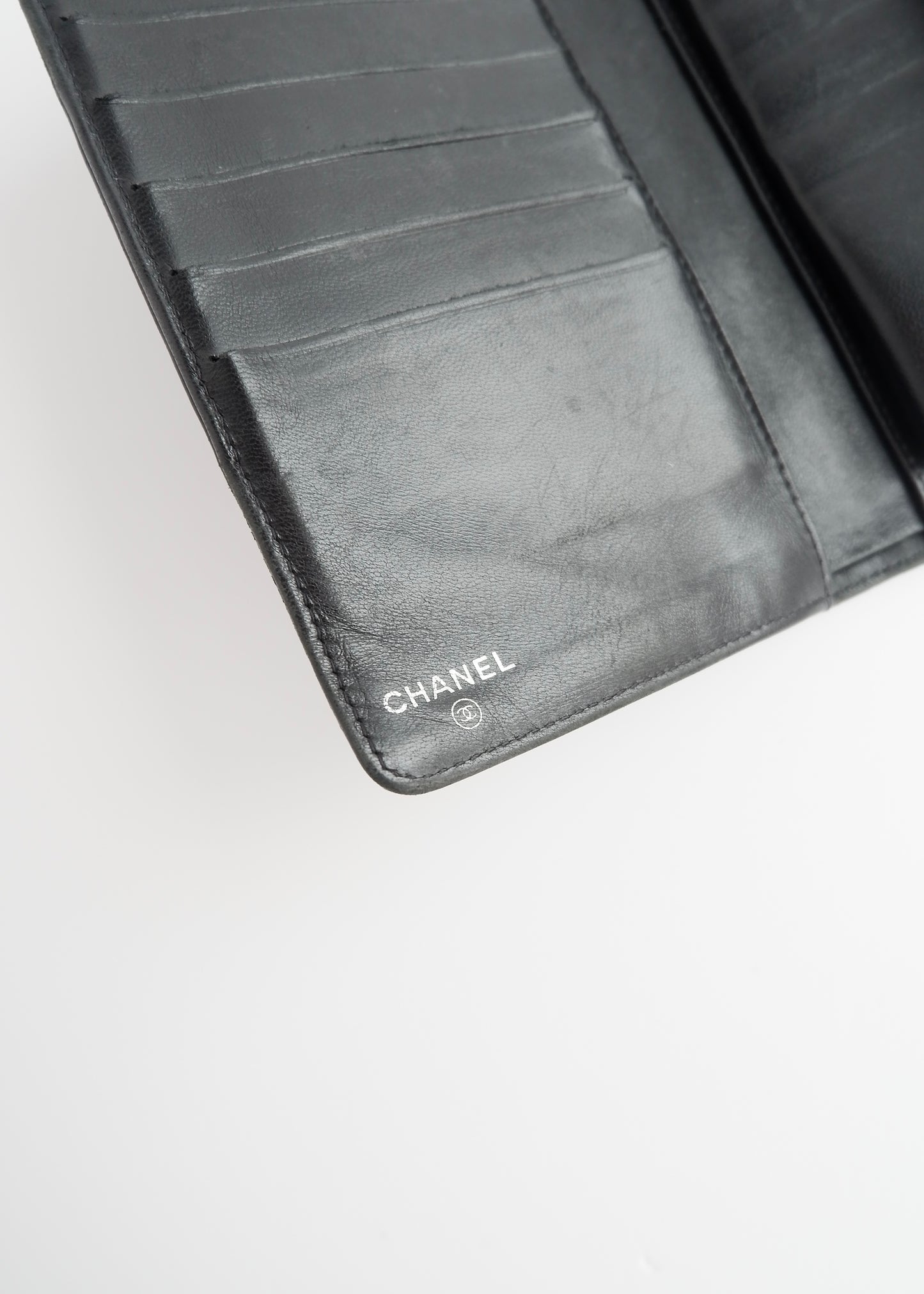 Authentic Preowned Chanel Black Lambskin Long Fold Wallet