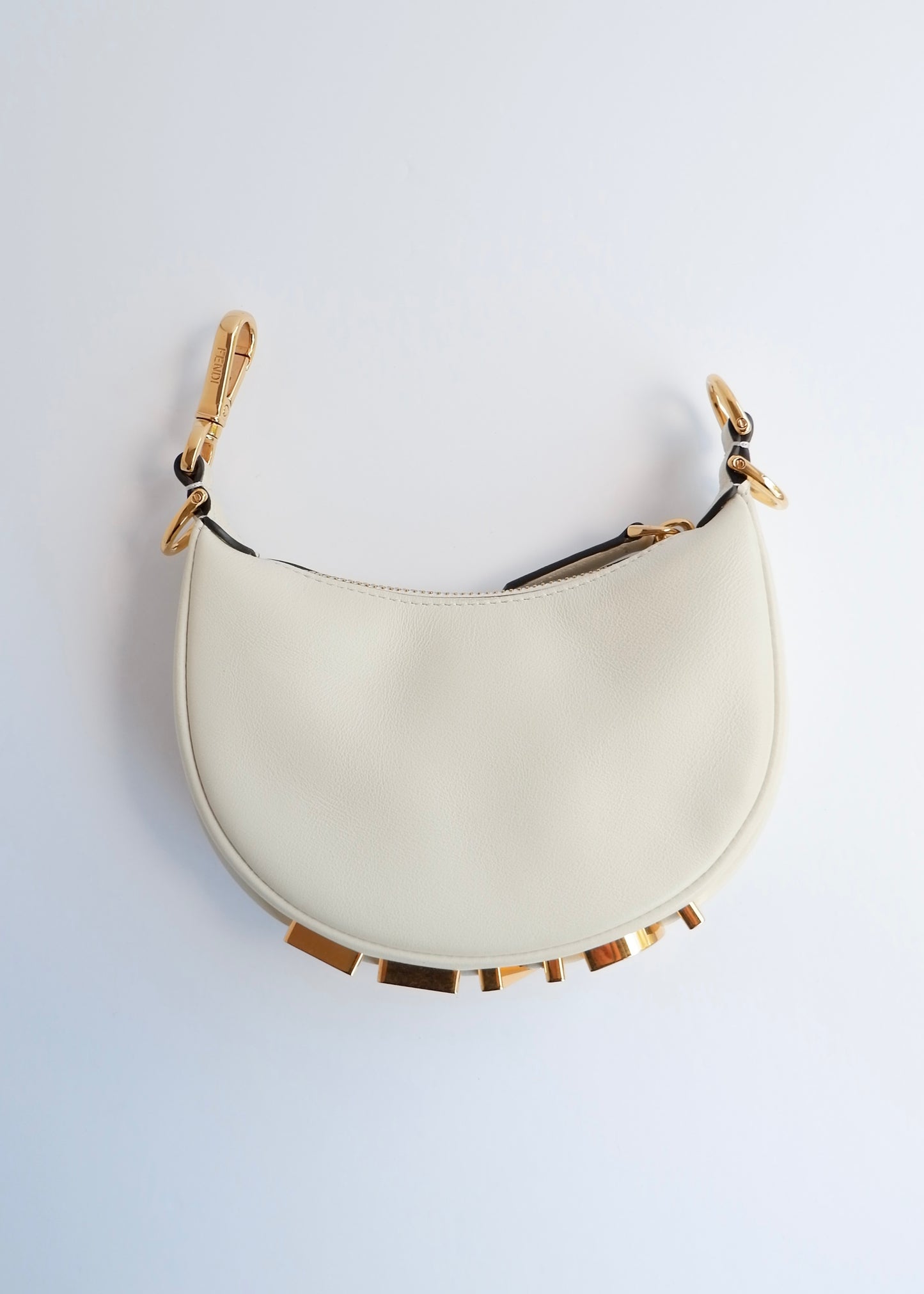 Authentic Preowned Fendi White Leather Nano Fendigraphy Handbag