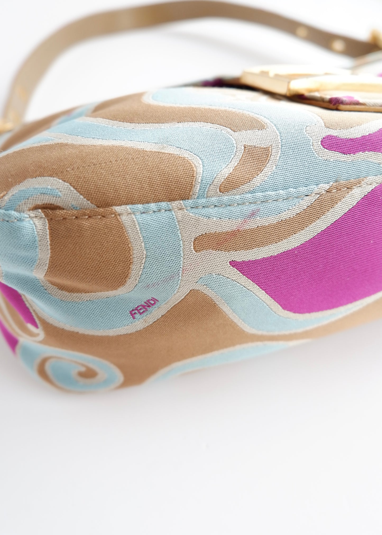 Authentic Preowned Fendi Psychedelic Swirl Multi Color Baguette Shoulder Bag