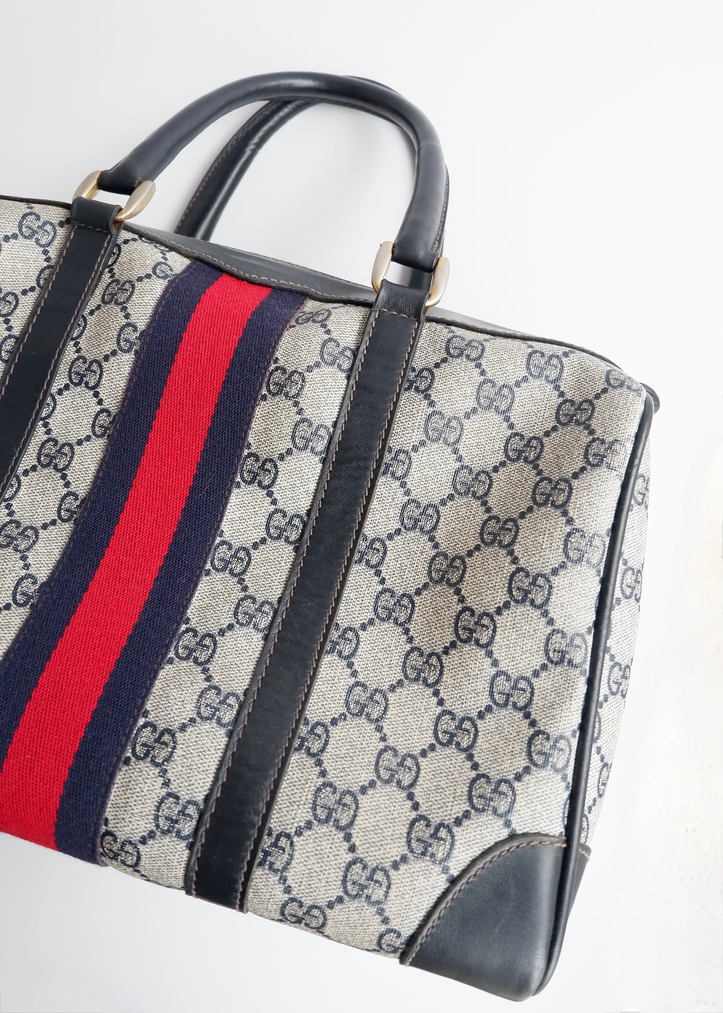 Authentic Preowned Vintage Gucci Navy Boston Bag