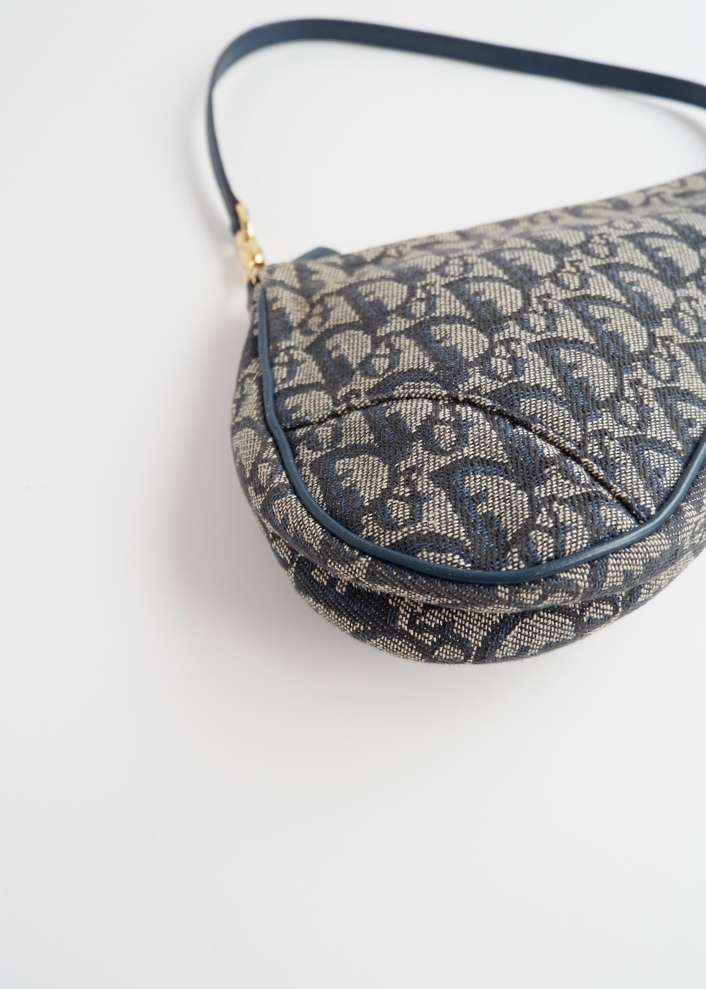 Authentic Preowned Vintage Dior Navy Oblique Canvas Saddle Bag