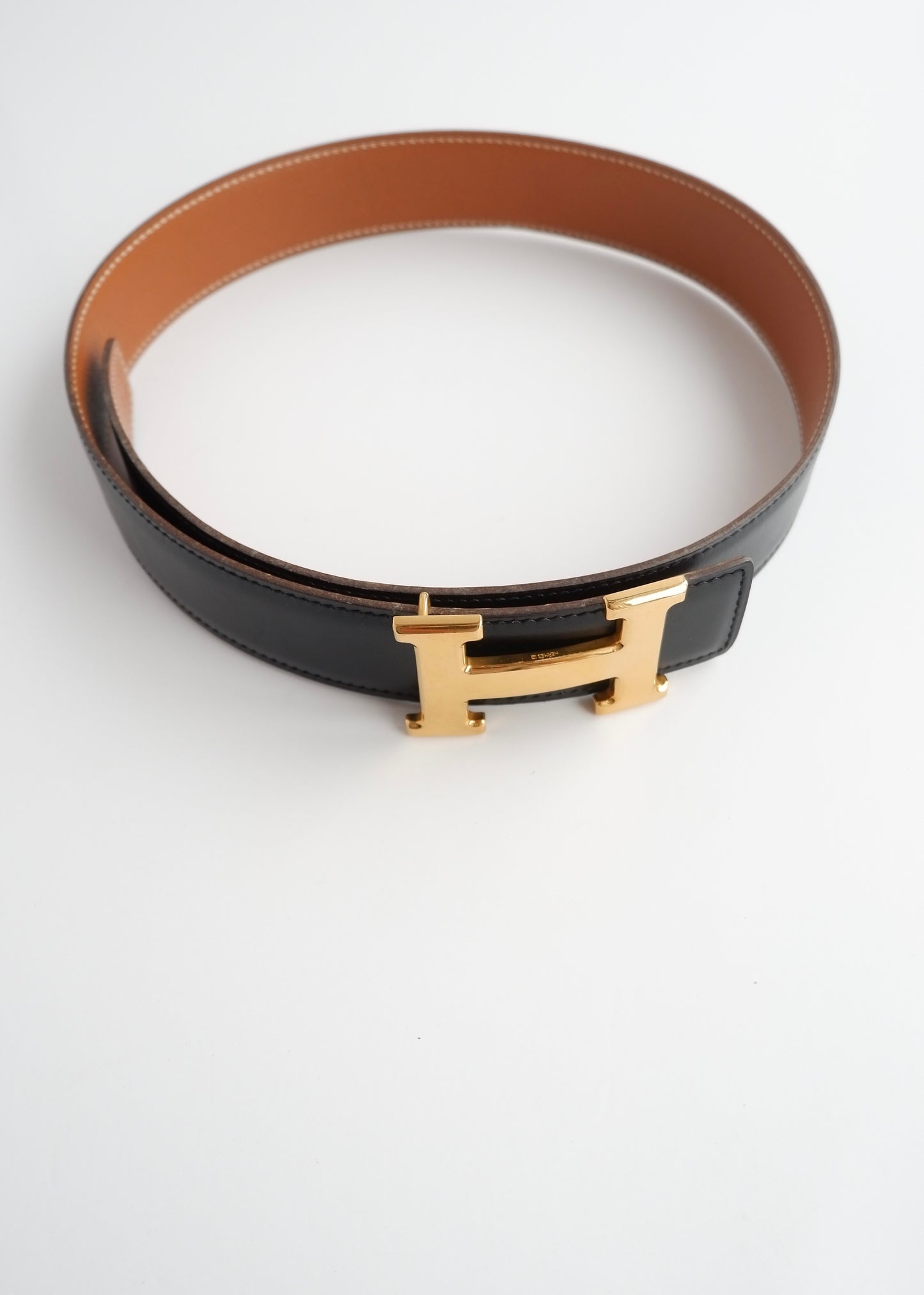 Authentic Preowned Hermes Black/ Brown H Belt GHW - 65