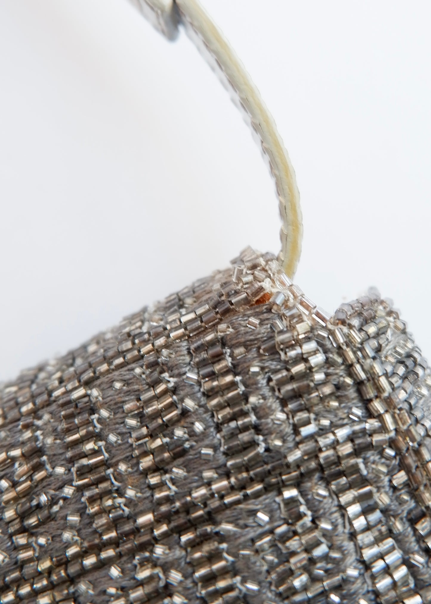 Authentic Preowned Vintage Fendi Silver FF Zucchino Beaded Small Baguette Shoulder Bag