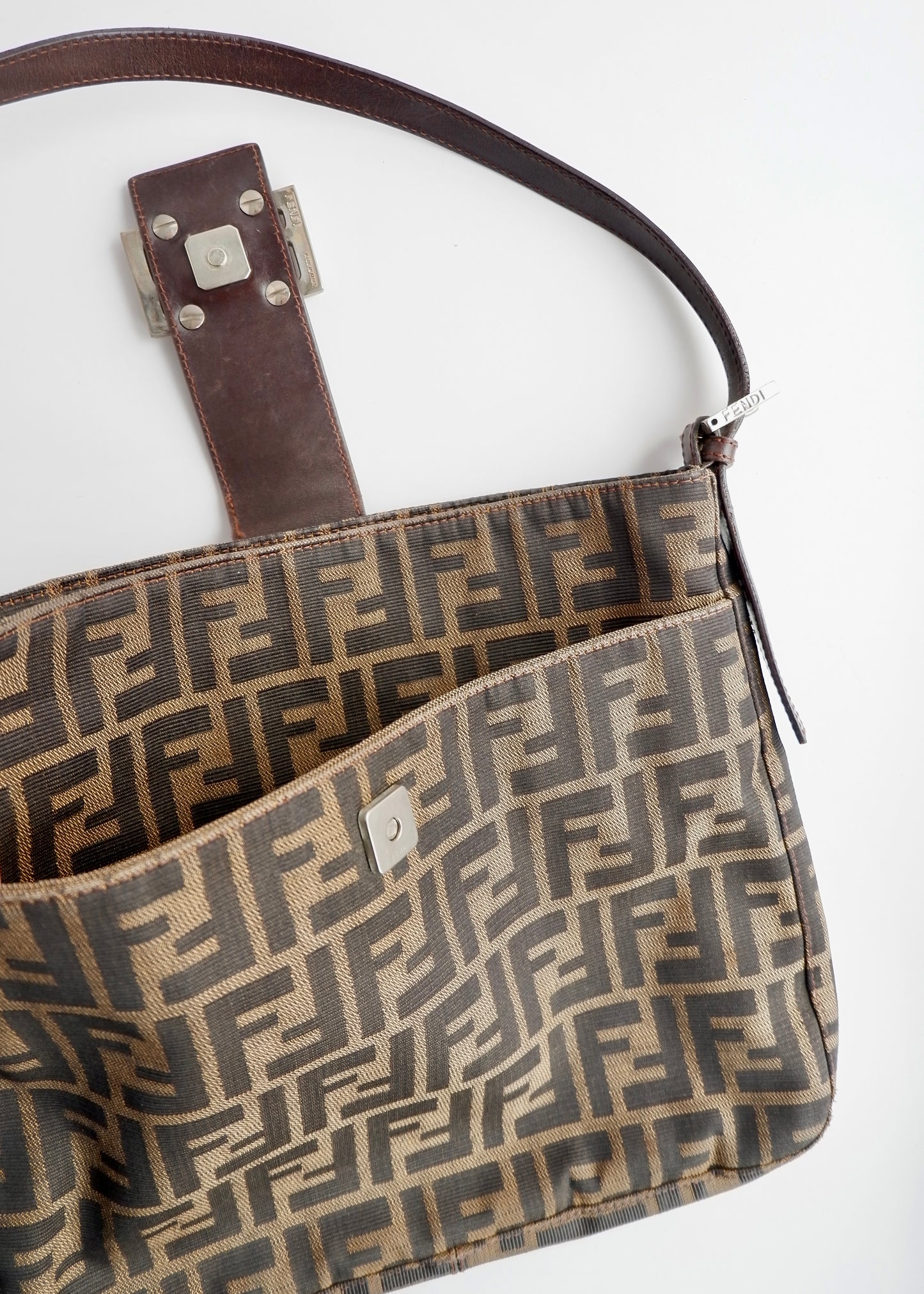 Authentic Preowned Fendi Brown Zucca Shoulder Bag
