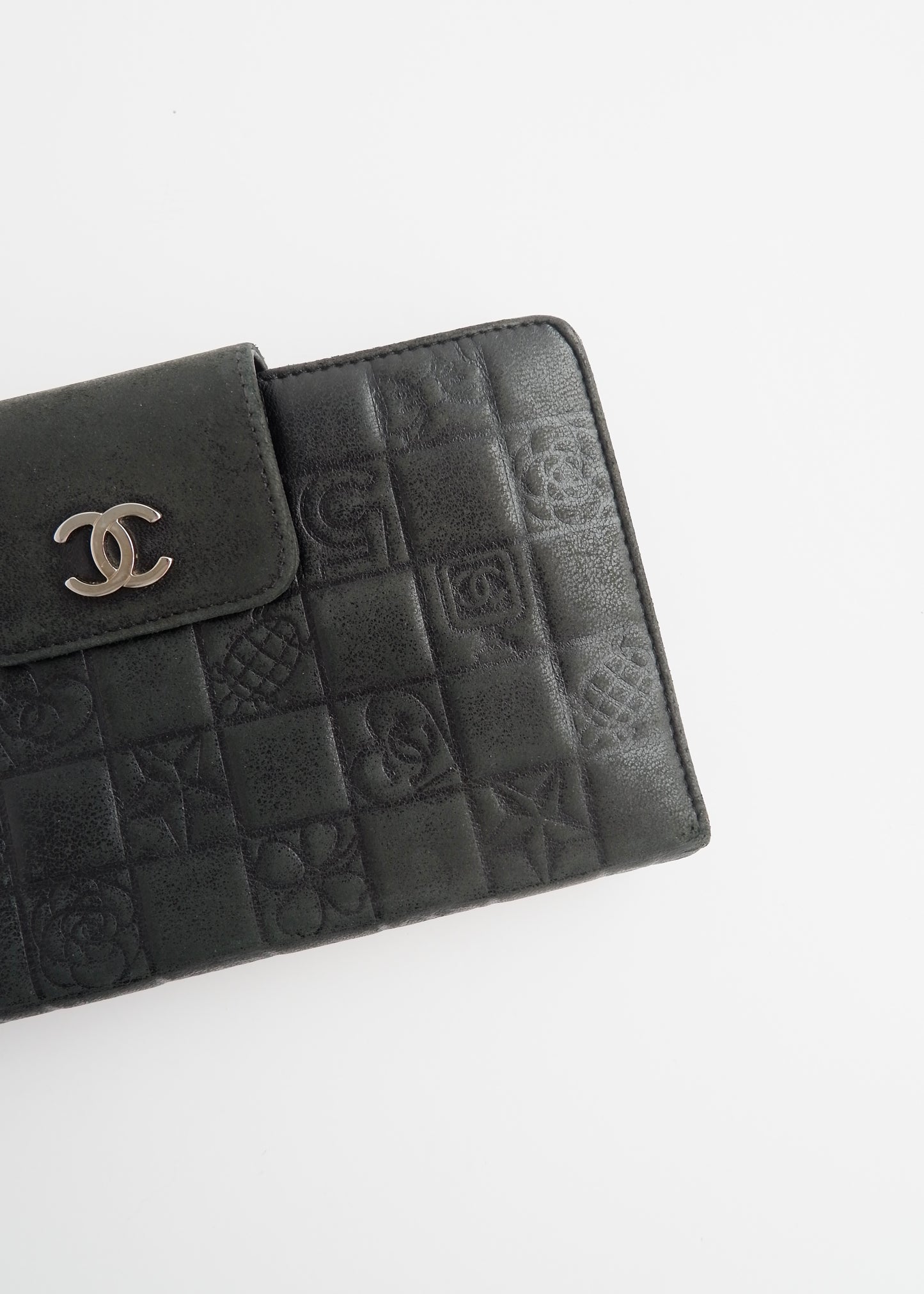Authentic Preowned Chanel Black Lambskin Long Fold Wallet