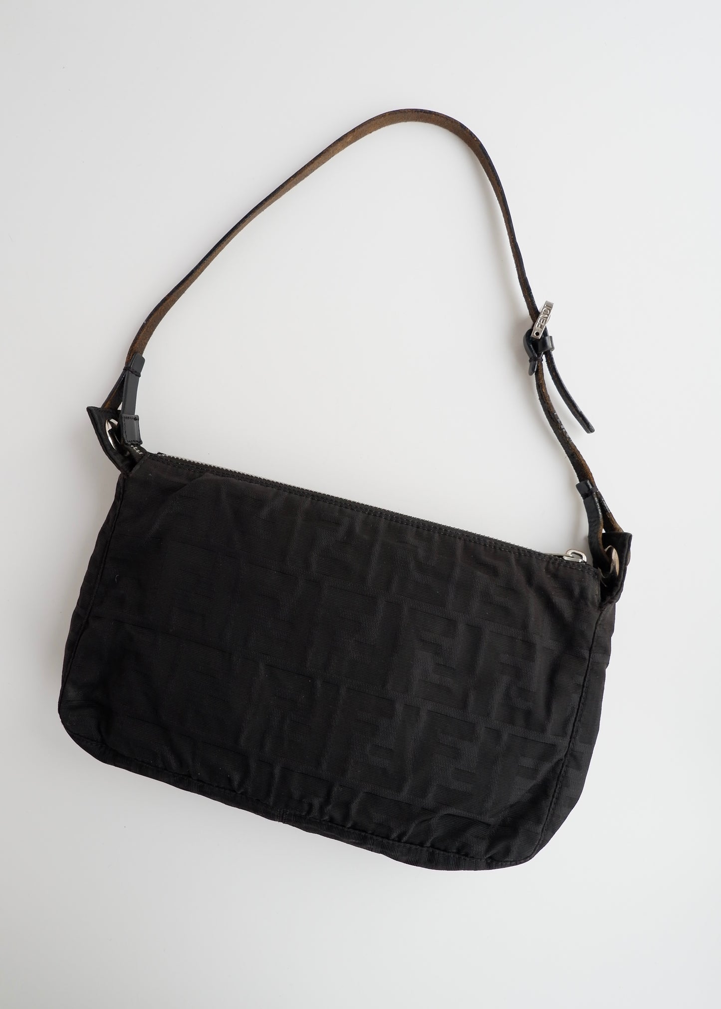 Authentic Preowned Fendi Black Zucca Canvas Shoulder Bag