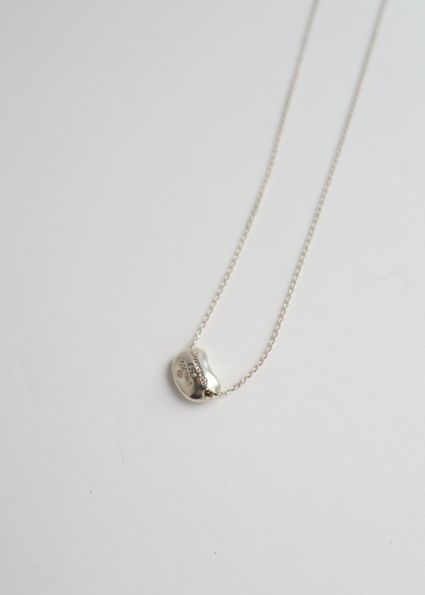 Authentic Preowned Tiffany Silver Bean Necklace with Box