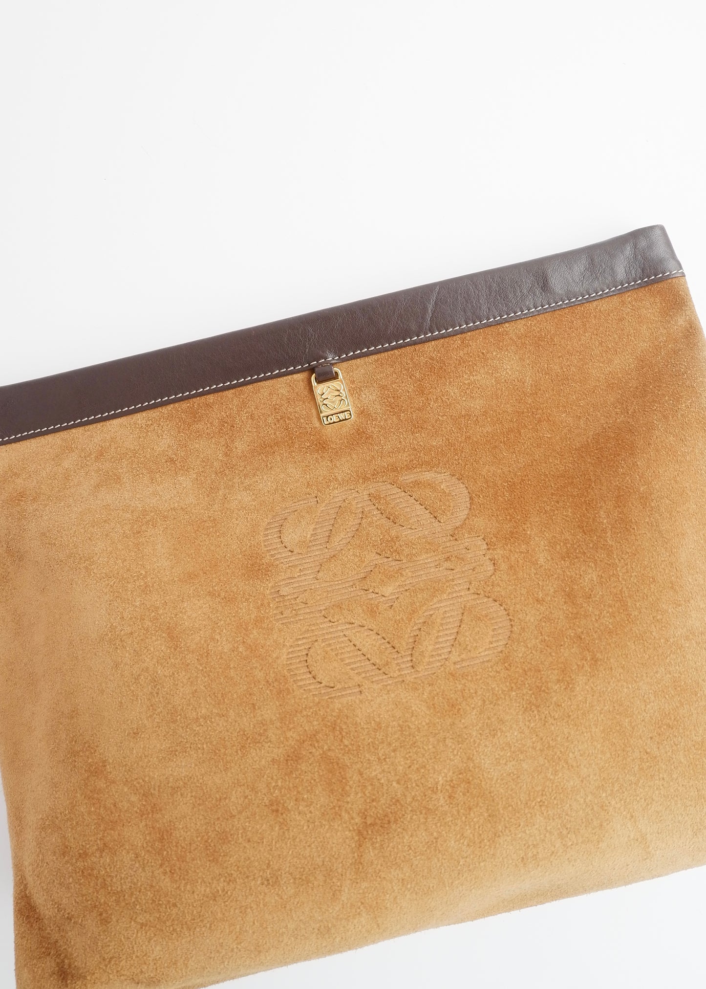 Authentic Preowned Loewe Brown Suede Oversized Clutch Bag