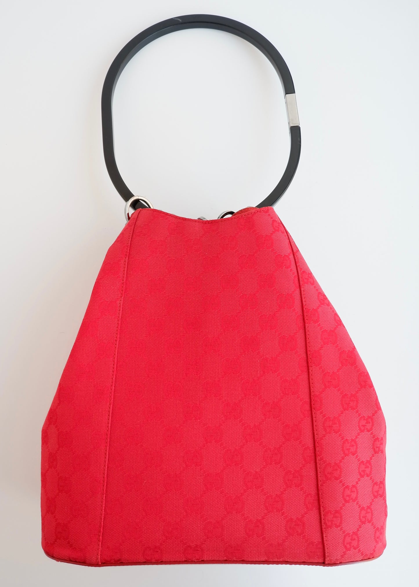 Authentic Preowned Gucci Red GG Canvas Hoop Shoulder Bag