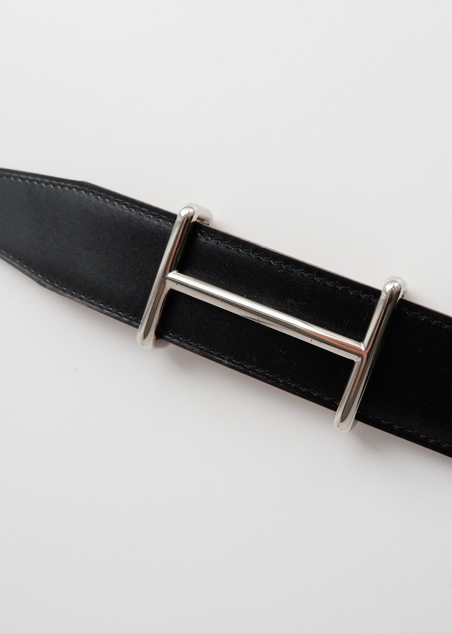 Authentic Preowned Hermes Black/Brown Reversible Leather H Belt - 80