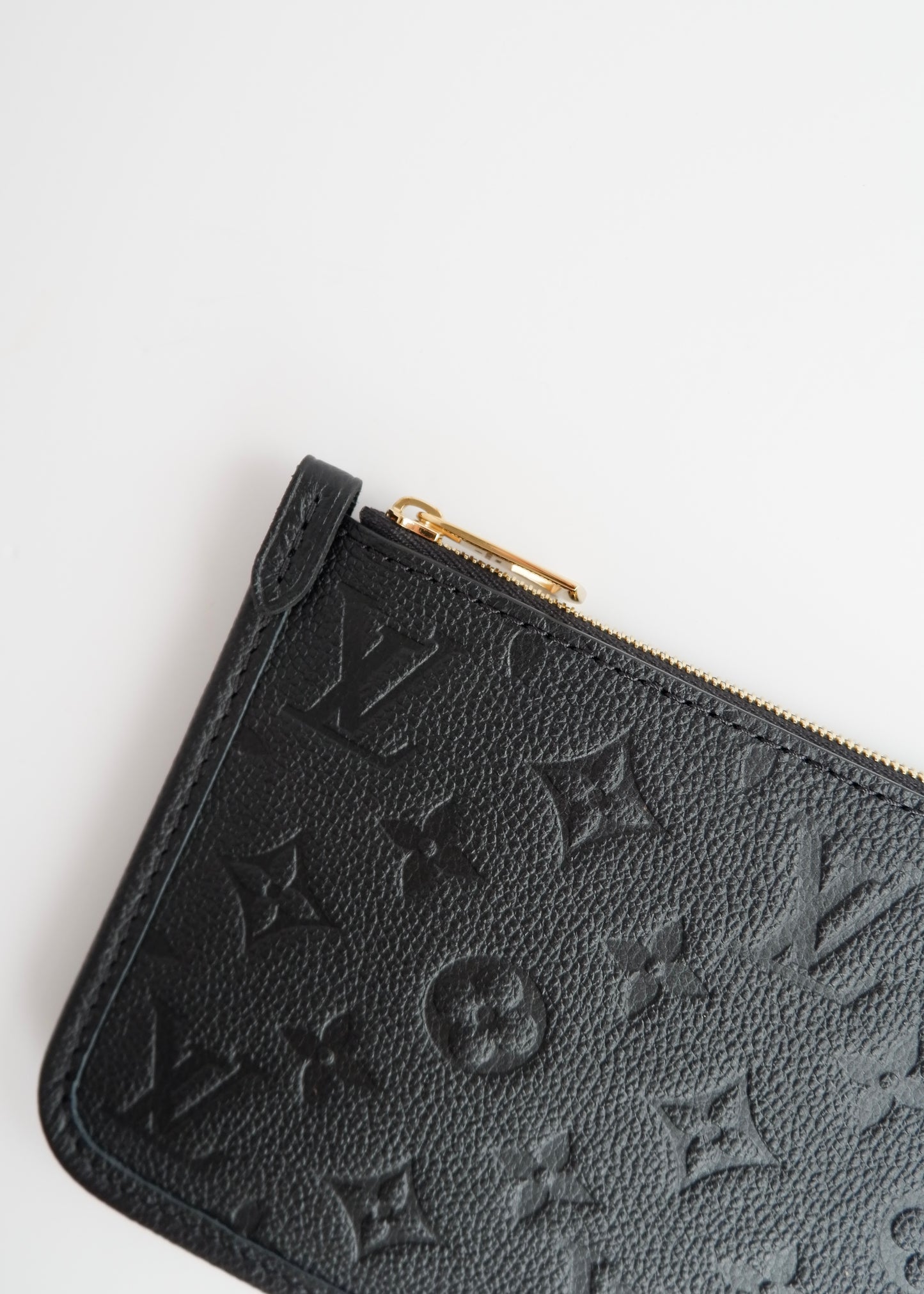 Authentic Preowned Louis Vuitton Black Empreinte Monogram Wrislet Pouch (For Neverfull)