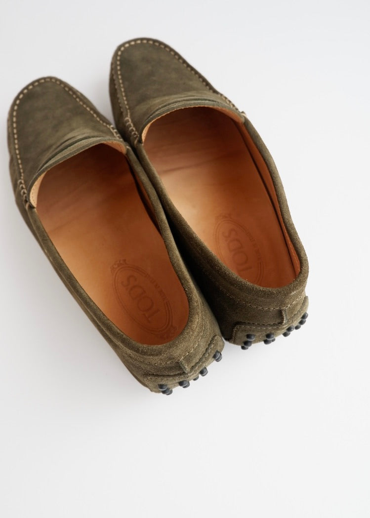 Authentic Preowned TOD's Olive Green Suede Driving Loafers - 8 (Men's)