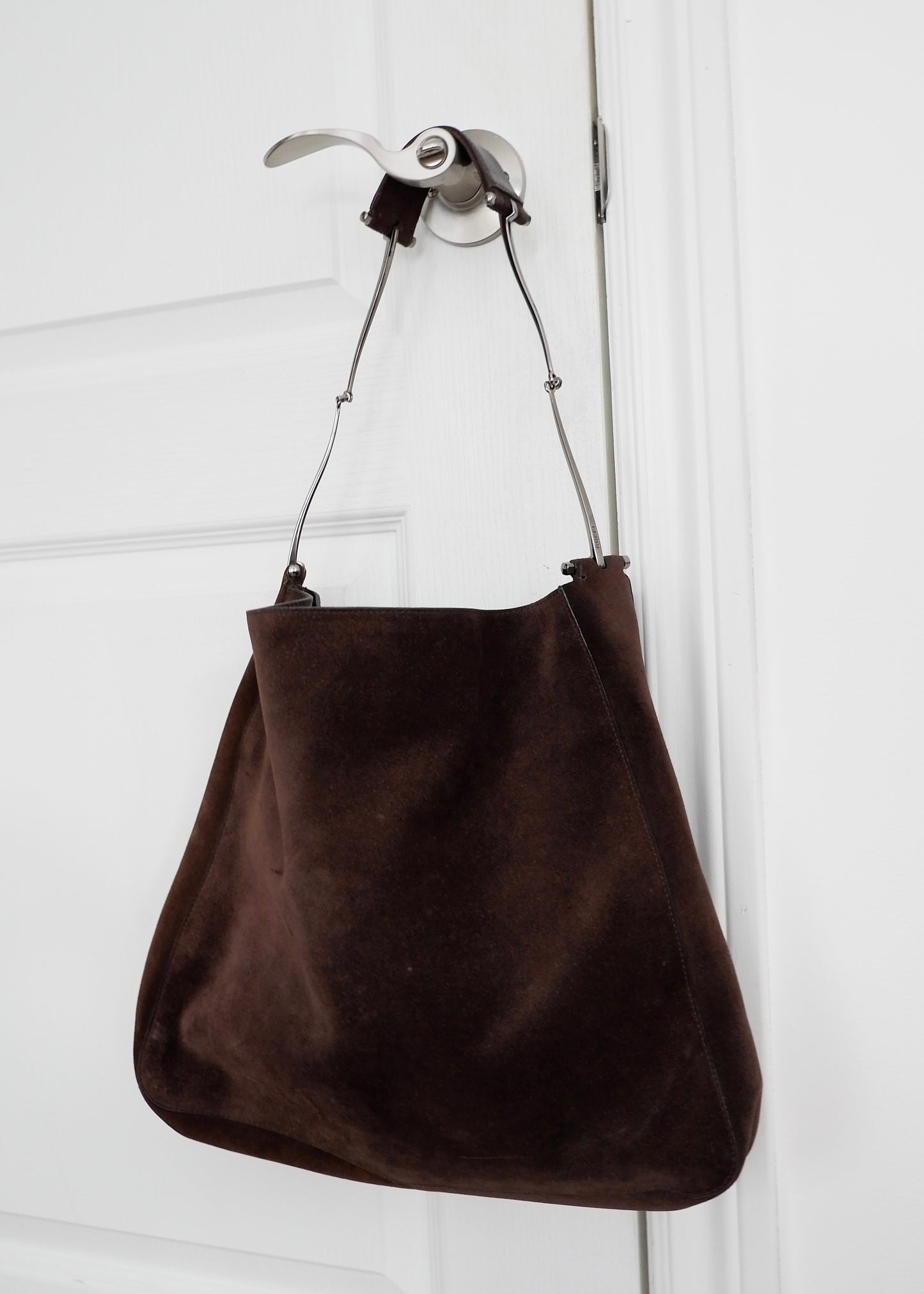 Authentic Preowned Gucci Brown Suede Shoulder Bag w/ Pouch