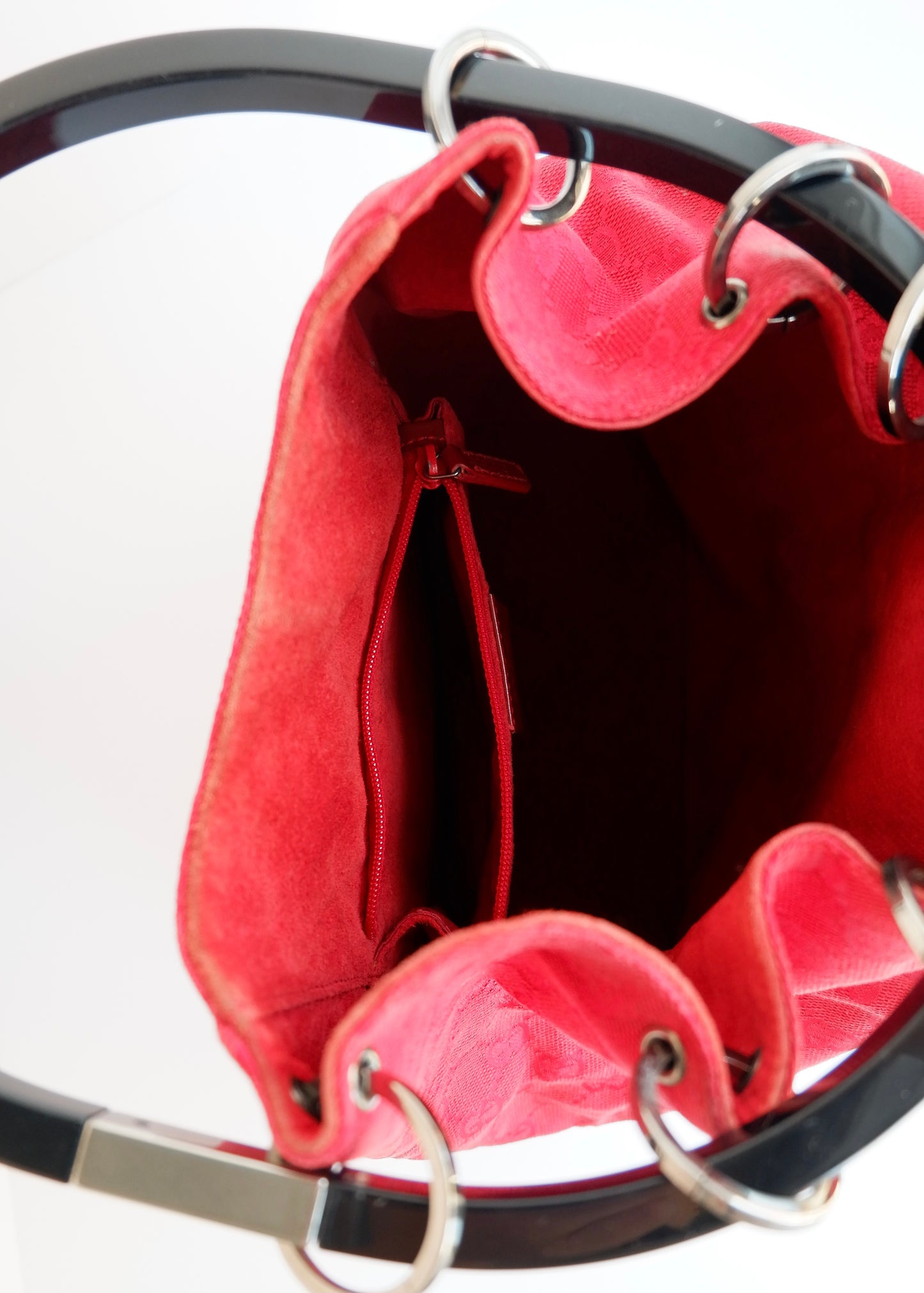 Authentic Preowned Gucci Red GG Canvas Hoop Shoulder Bag