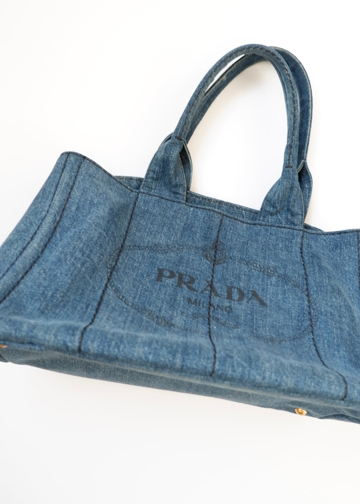 Authentic Preowned Prada Navy Denim Canapa Tote Bag