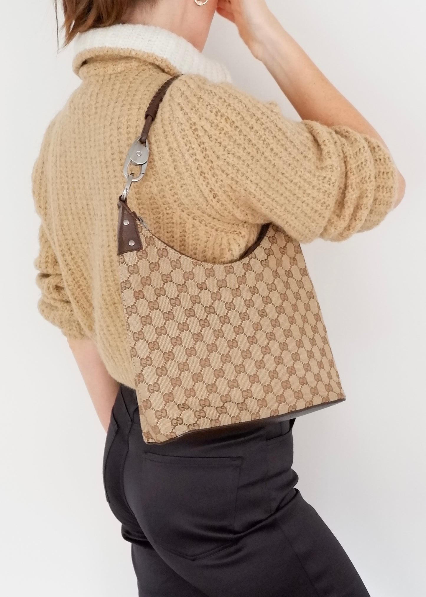 Authentic Preowned Gucci Brown GG Canvas Hobo Shoulder Bag