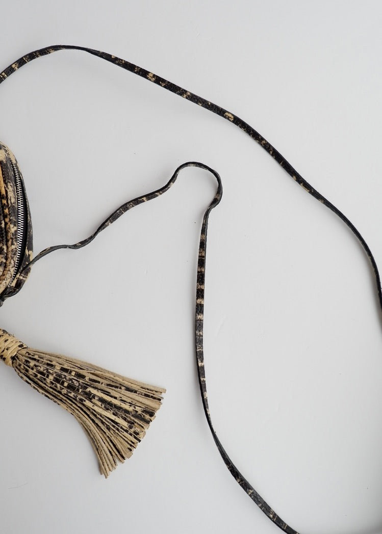 Authentic Preowned Saint Laurent YSL Python Print Small Tassel Crossbody Bag