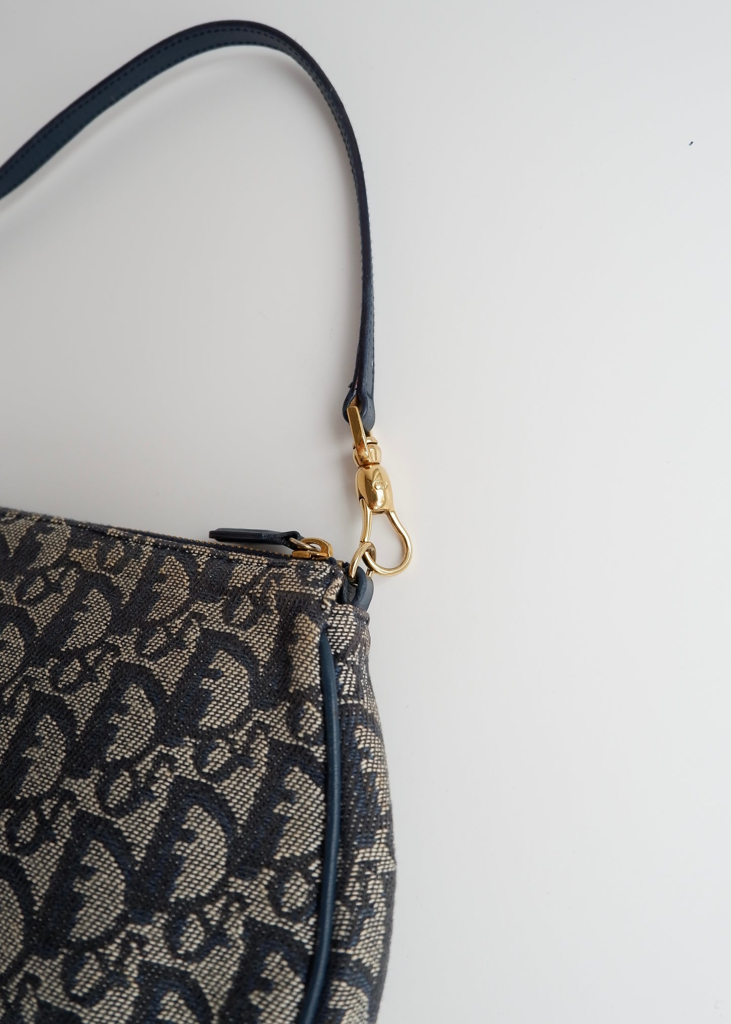 Authentic Preowned Vintage Dior Navy Oblique Canvas Saddle Bag
