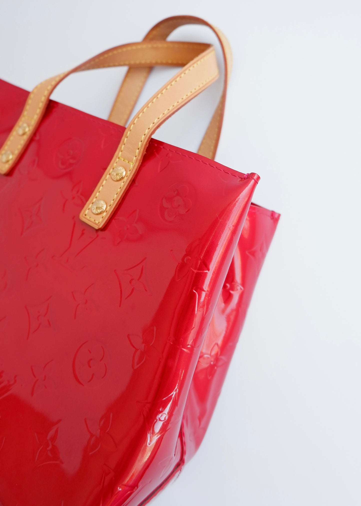 Authentic Preowned Louis Vuitton Red Monogram Vernis Reade Handbag