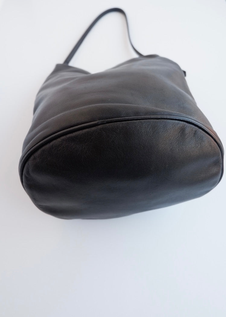 Authentic Preowned Fendi Black Leather FF Logo Bucket Shoulder Bag