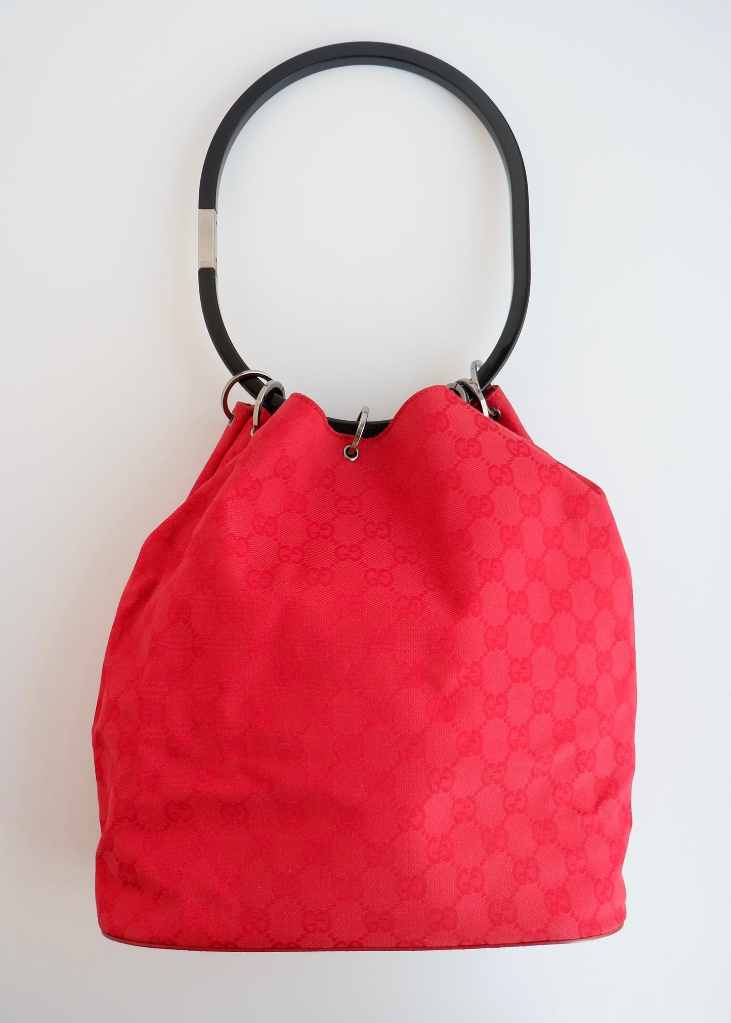 Authentic Preowned Gucci Red GG Canvas Hoop Shoulder Bag