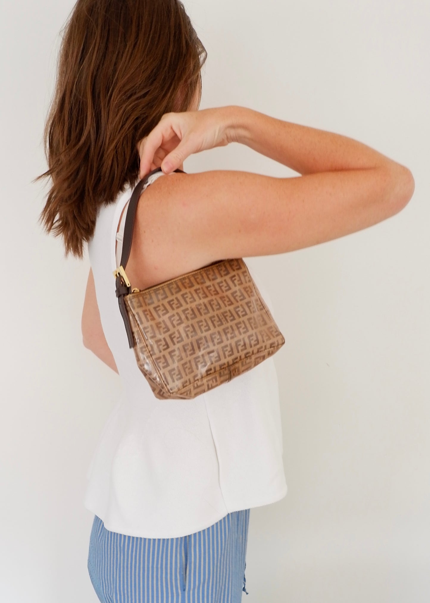 Authentic Preowned Fendi Brown Zucchino Micro Handbag