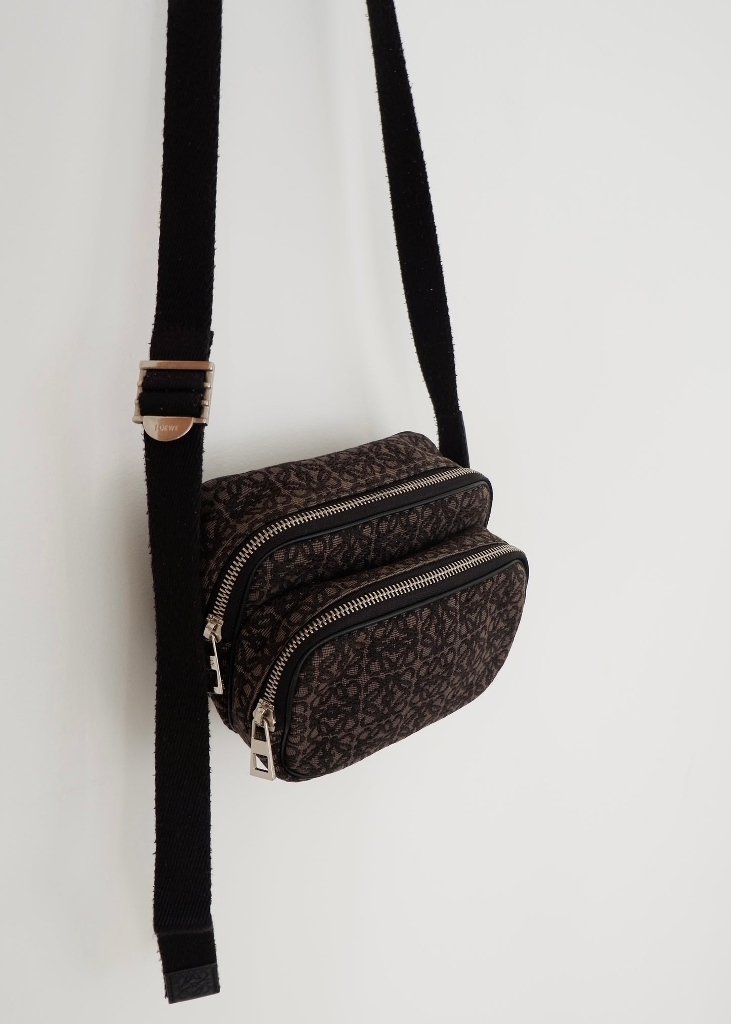 Authentic Preowned Loewe Black Canvas Anagram Crossbody Bag