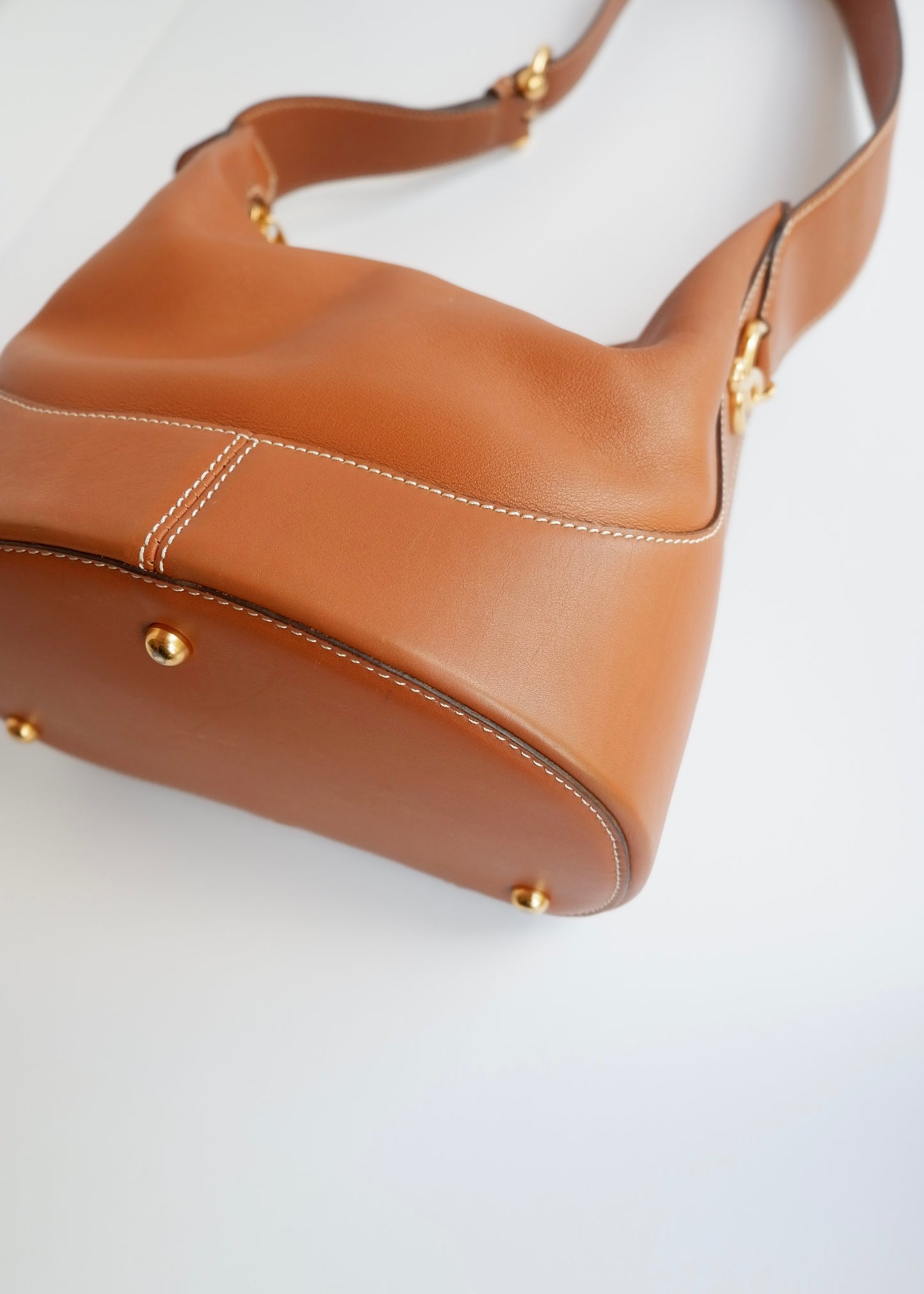 Authentic Preowned Vintage Loewe Chestnut Brown Leather Shoulder Bag