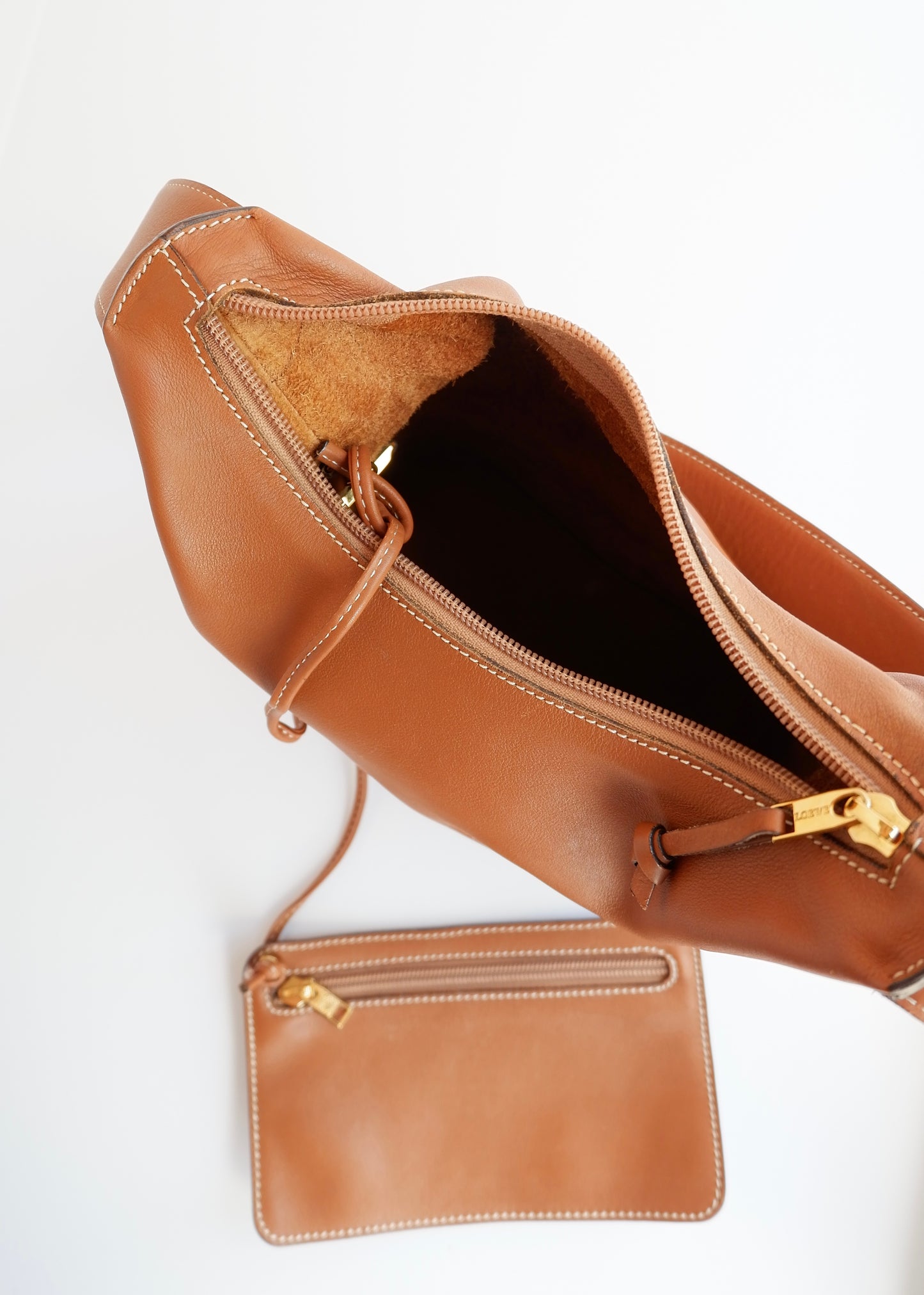 Authentic Preowned Vintage Loewe Chestnut Brown Leather Shoulder Bag