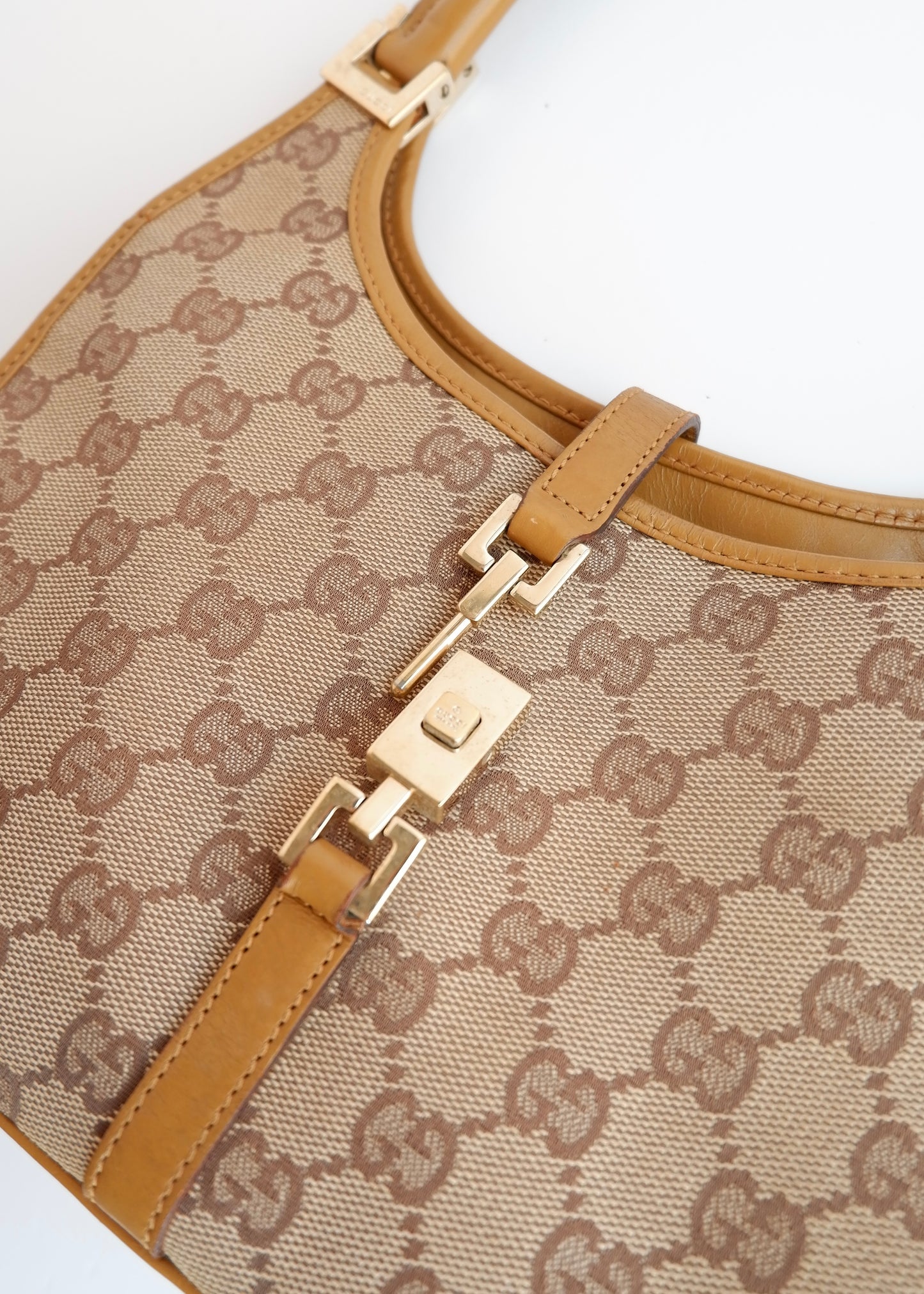 Authentic Preowned Gucci Tan GG Canvas Small Jackie Shoulder Bag