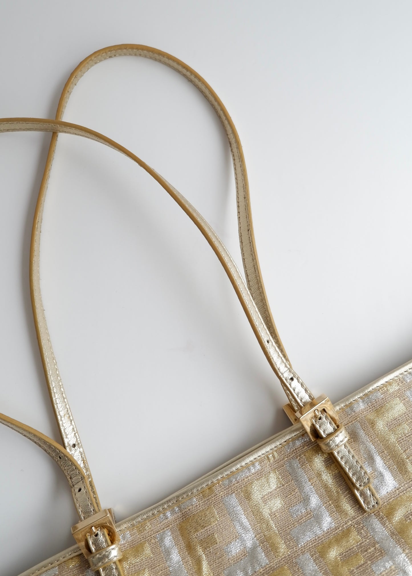Authentic Preowned Fendi Gold/ Silver Canvas Zucca Tote Bag