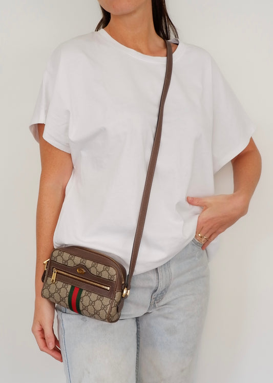 Authentic Preowned Gucci Brown GG Canvas Mini Ophidia Crossbody Bag