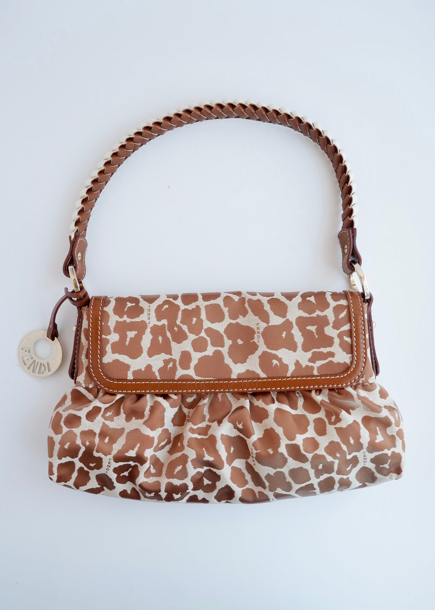 Authentic Preowned Fendi Brown/Beige Leopard Print Baguette Shoulder Bag