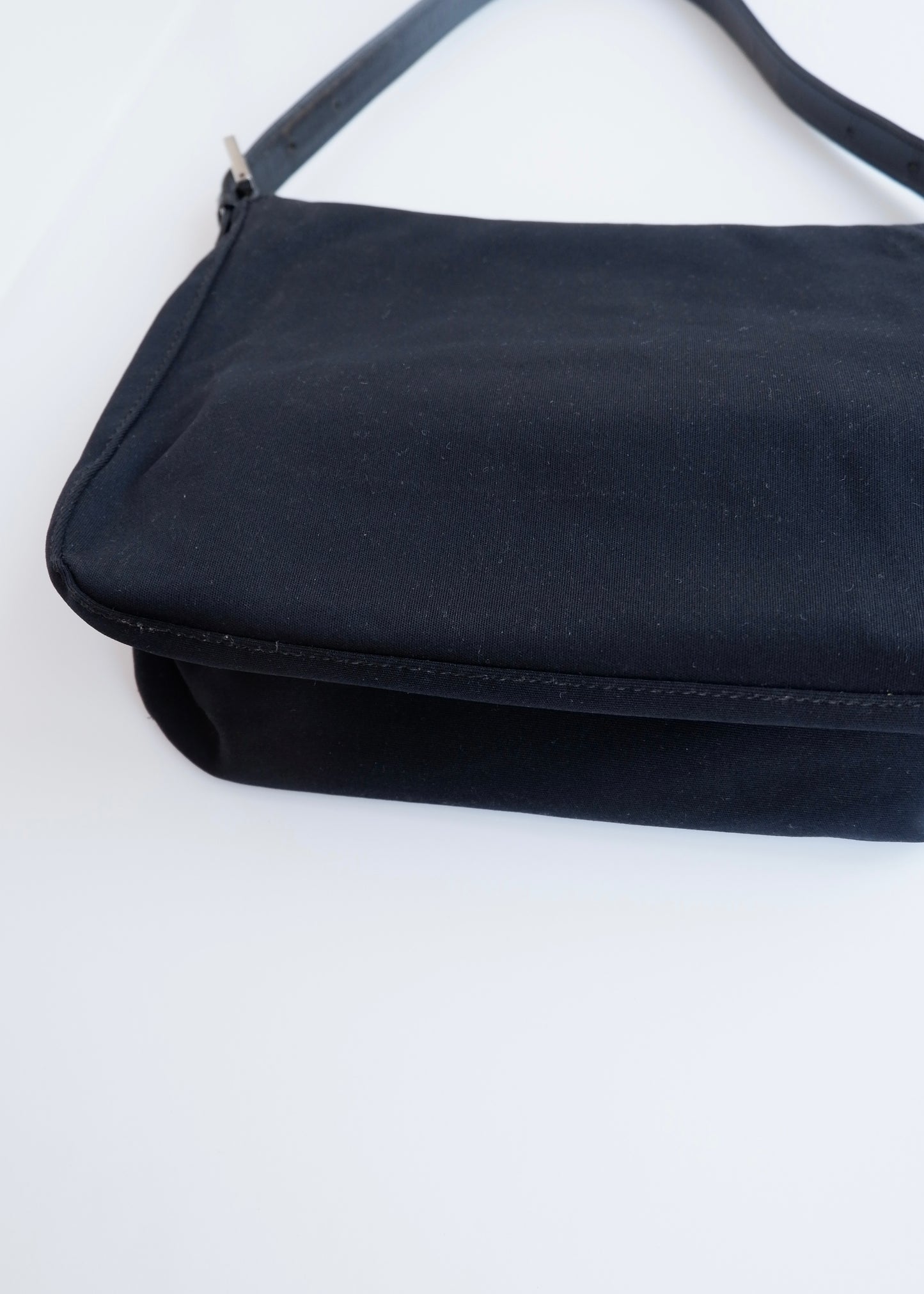 Authentic Preowned Fendi Black Fabric Baguette Shoulder Bag