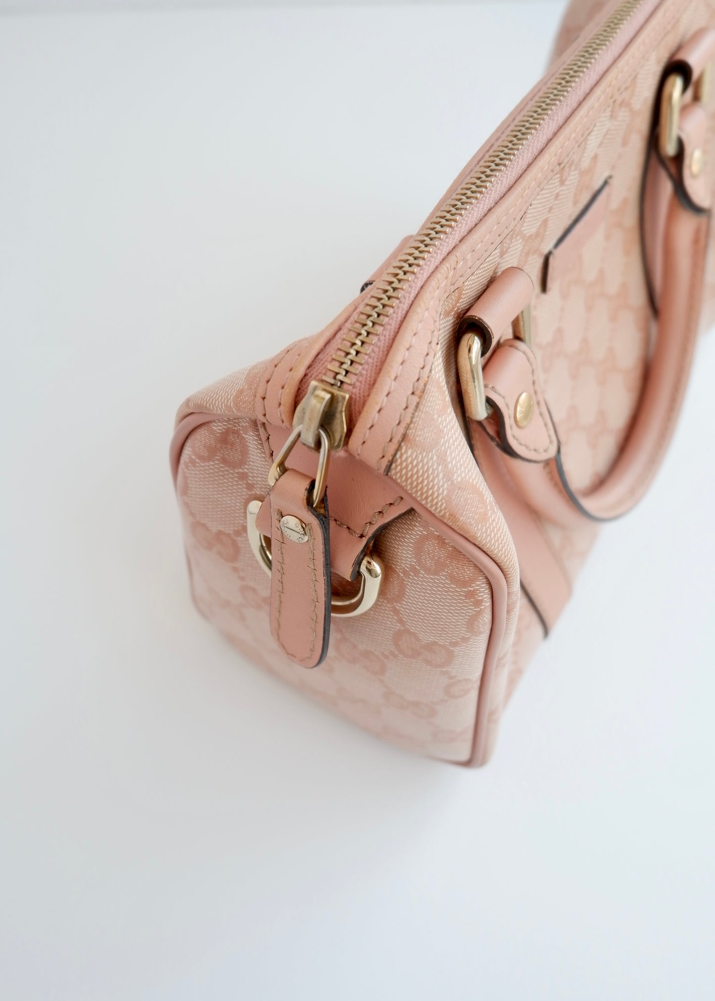 Authentic Preowned Gucci Pink GG Canvas Mini Boston Bag