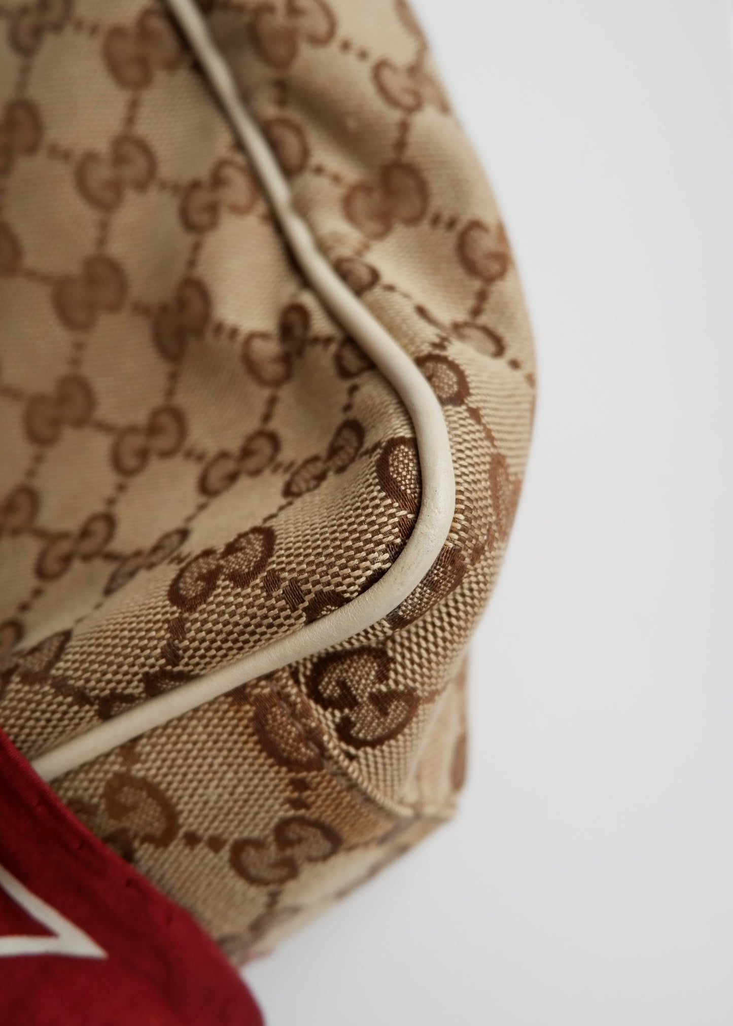 Authentic Preowned Gucci White GG Canvas/ Scarf Detail Handbag