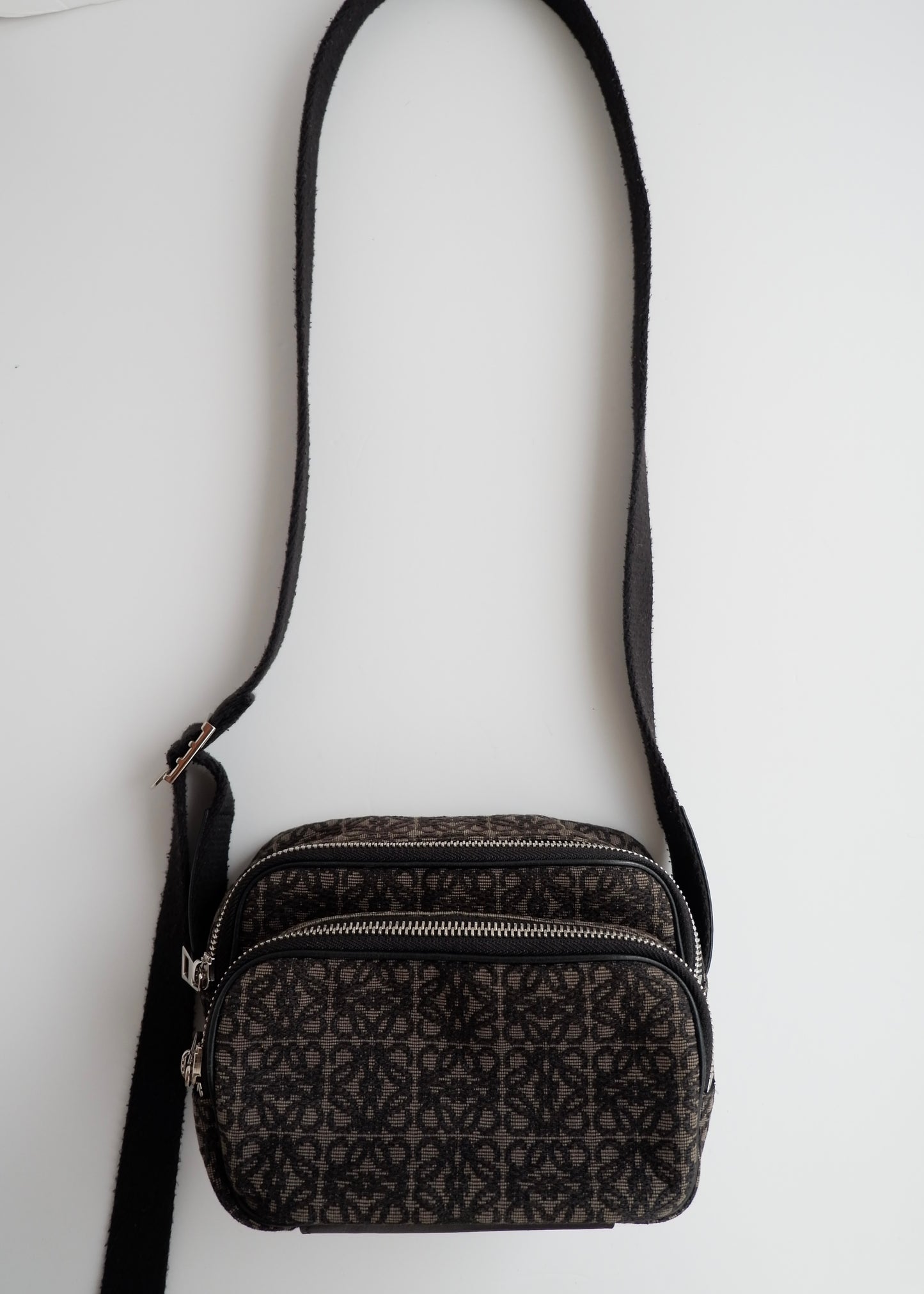 Authentic Preowned Loewe Black Canvas Anagram Crossbody Bag