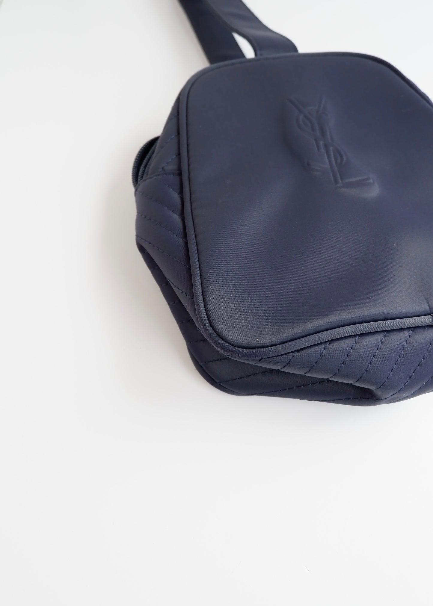 Authentic Preowned Vintage YSL Navy Nylon Wristlet Pouch