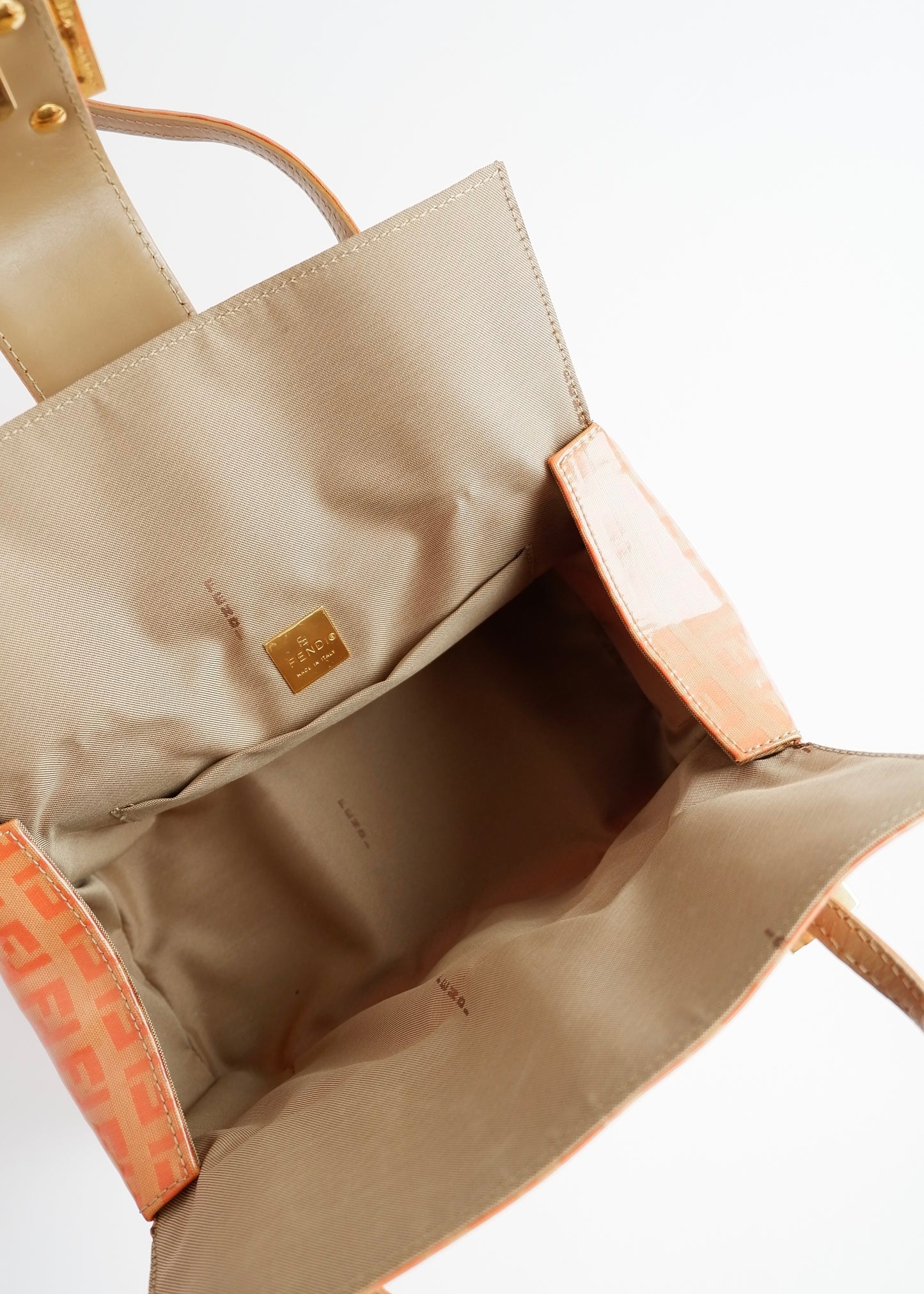 Authentic Preowned Vintage Fendi Orange Zucchino Coated Canvas Shoulder Bag