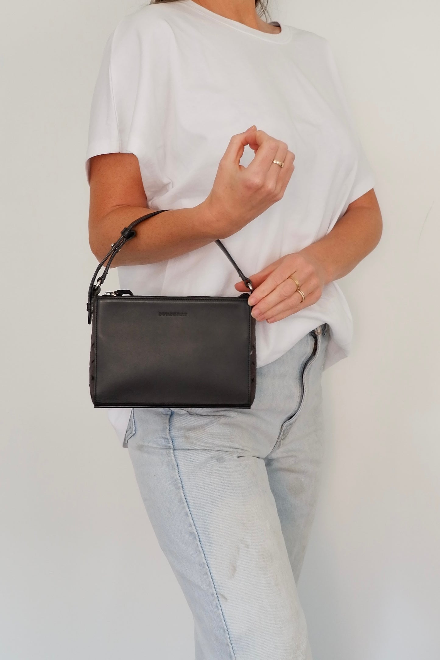 Authentic Preowned Burberry Black Matte Leather/ Suede Micro Handbag