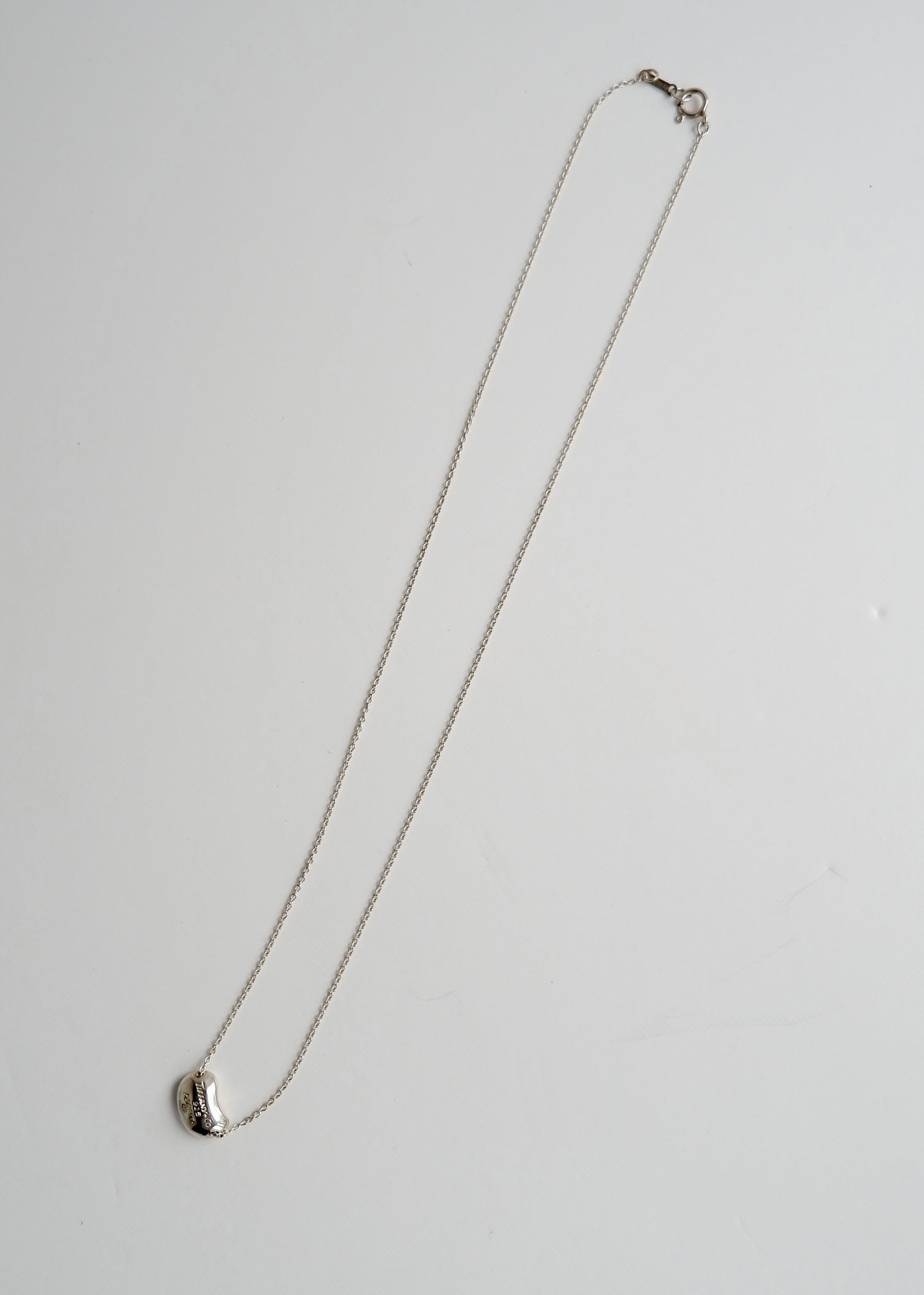 Authentic Preowned Tiffany Silver Bean Necklace with Box