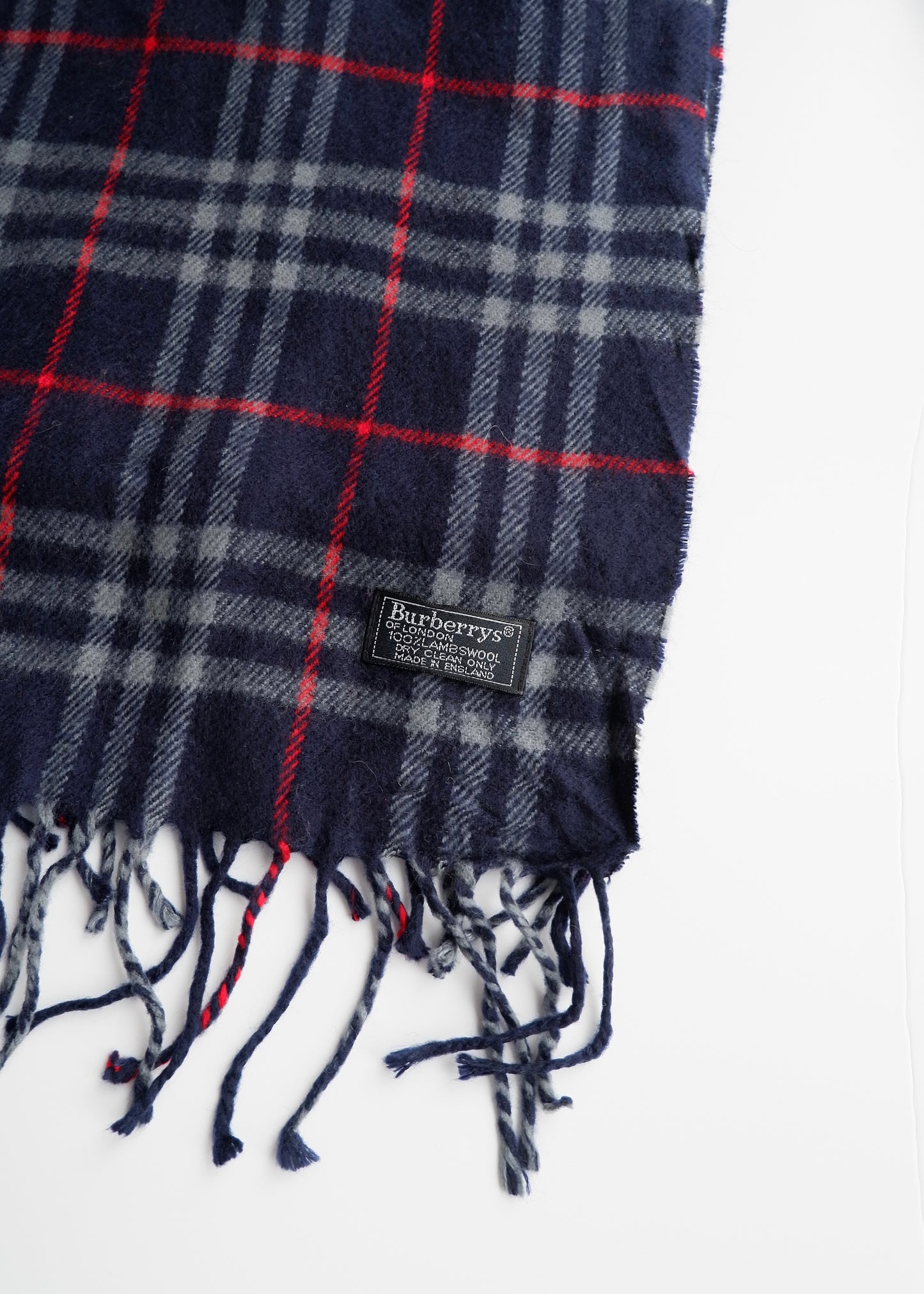 Authentic Preowned Burberry's Navy Check Wool Scarf