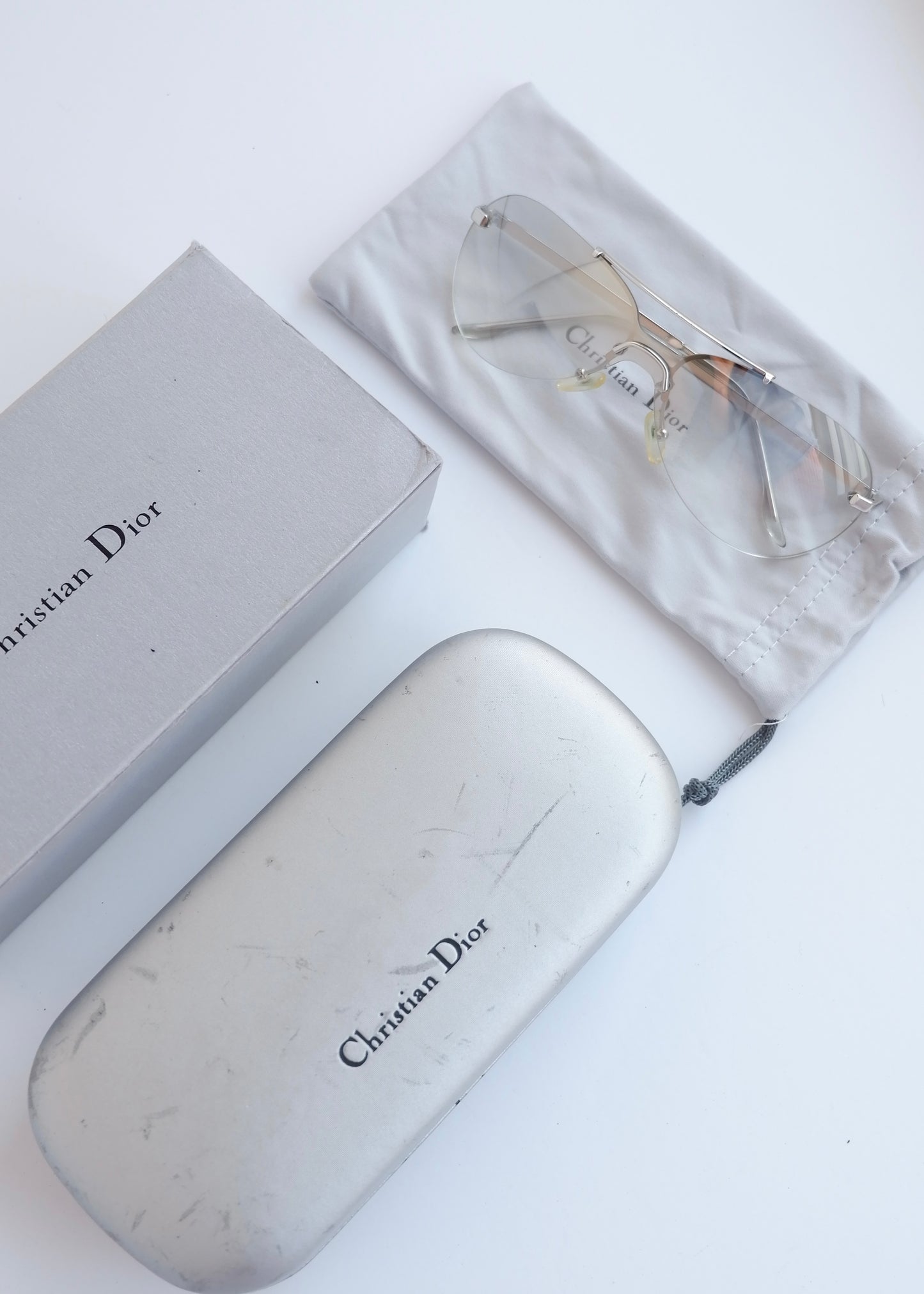 Authentic Preowned Dior Silver/Transparent Sheild Frame Sunglasses