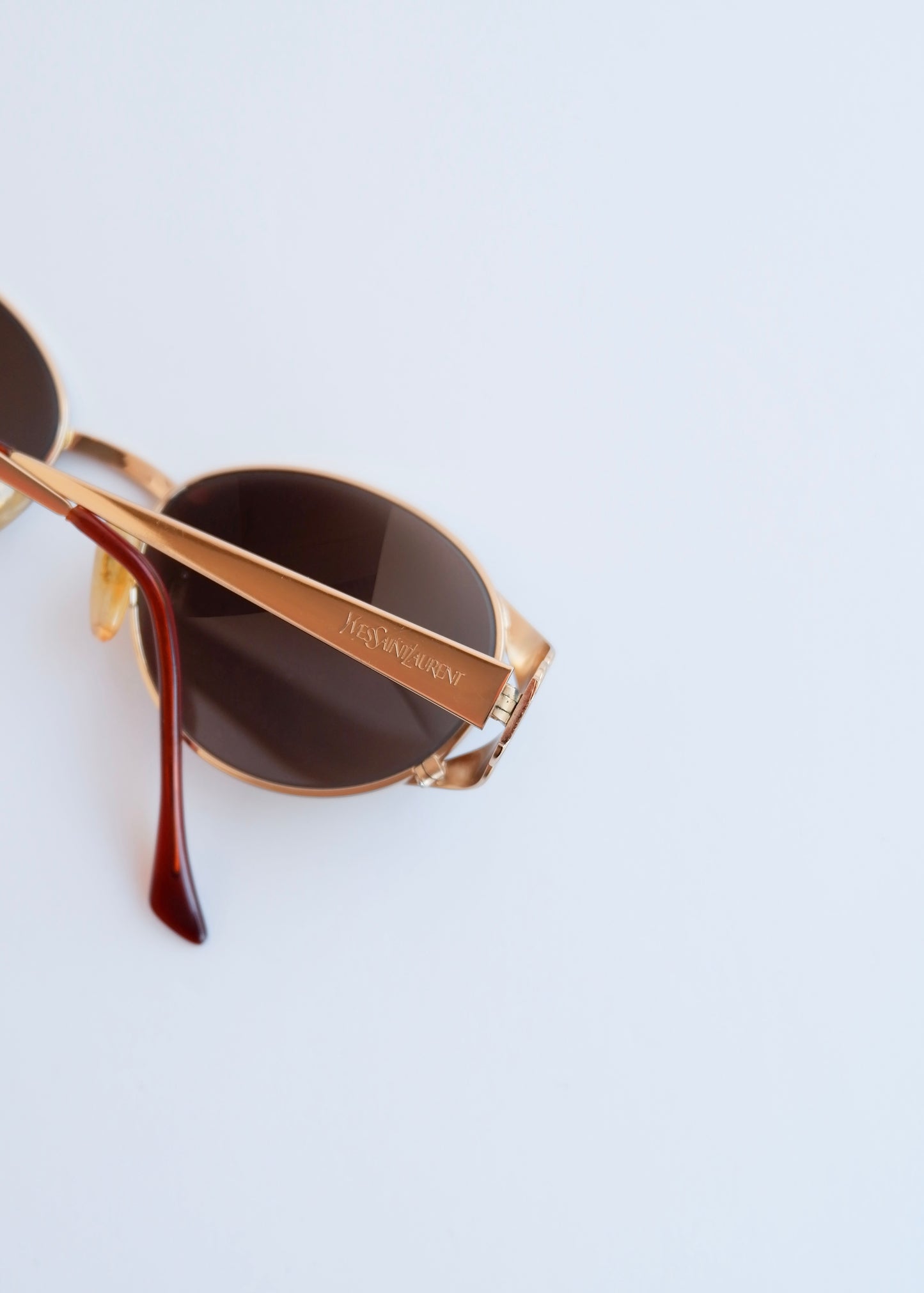 Authentic Preowned Vintage Yves Saint Laurent Gold Metal Frame Sunglasses